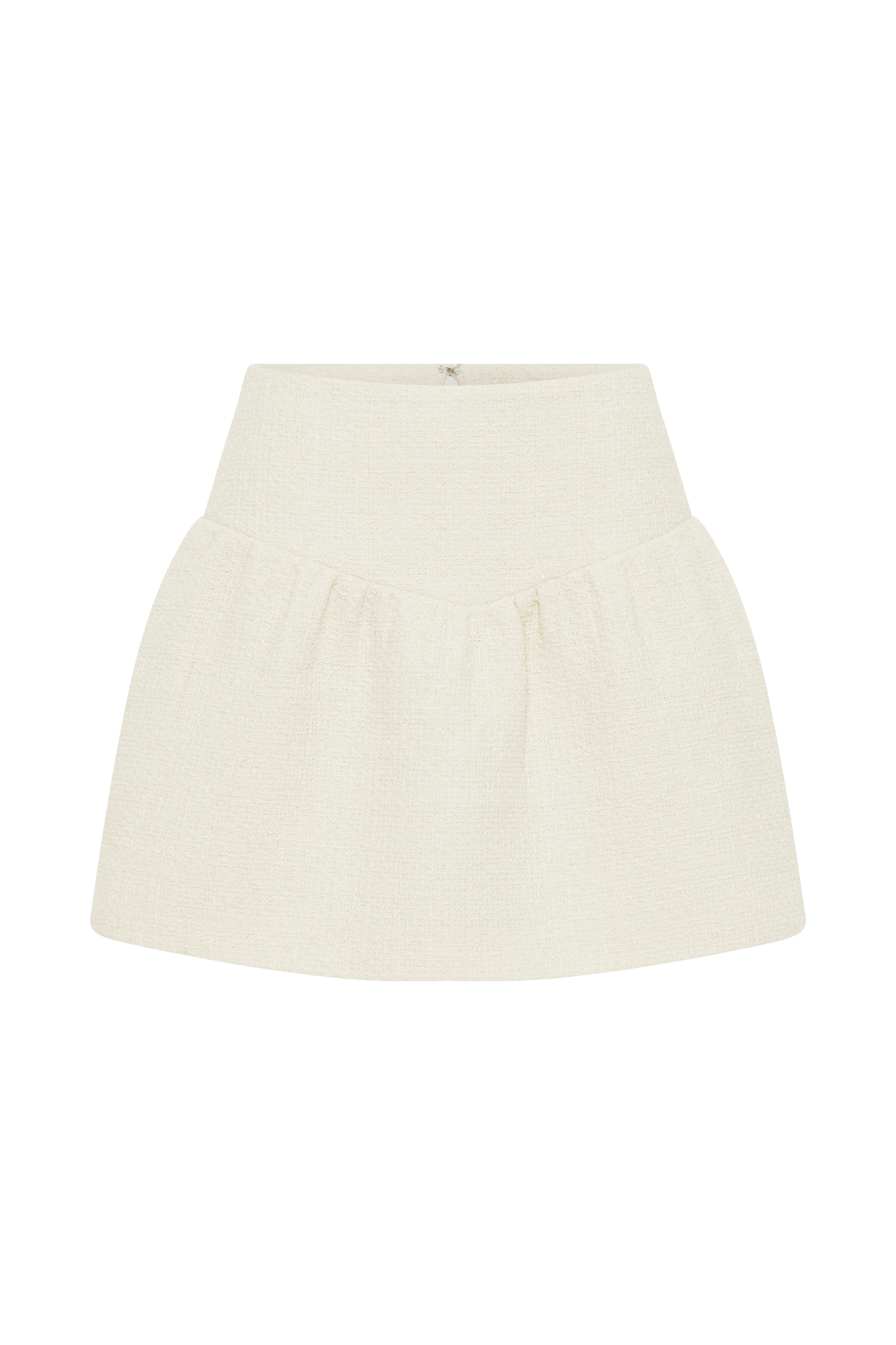 Cyrus Gathered Boucle Mini Skirt - Ivory