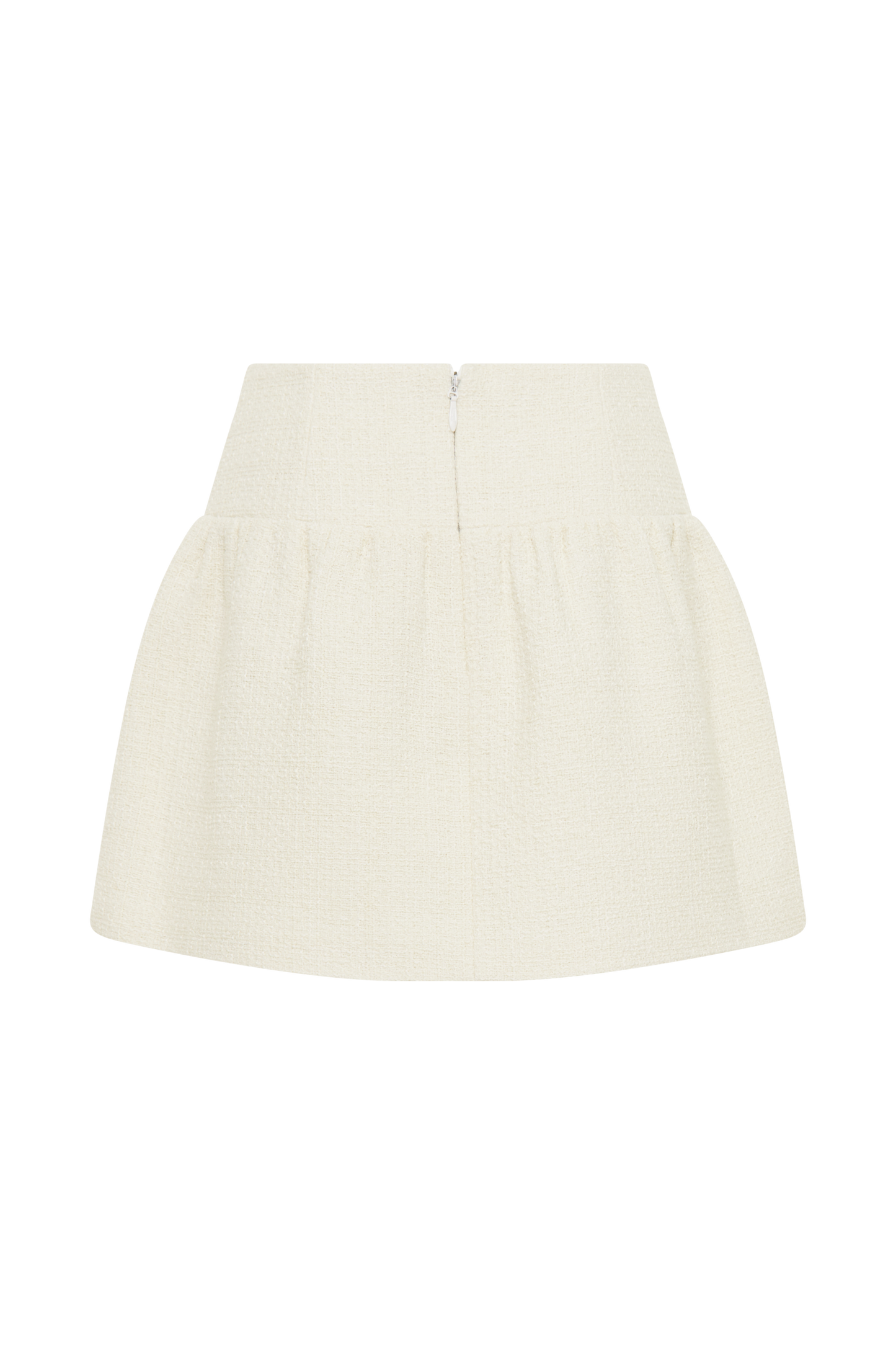 Cyrus Gathered Boucle Mini Skirt - Ivory