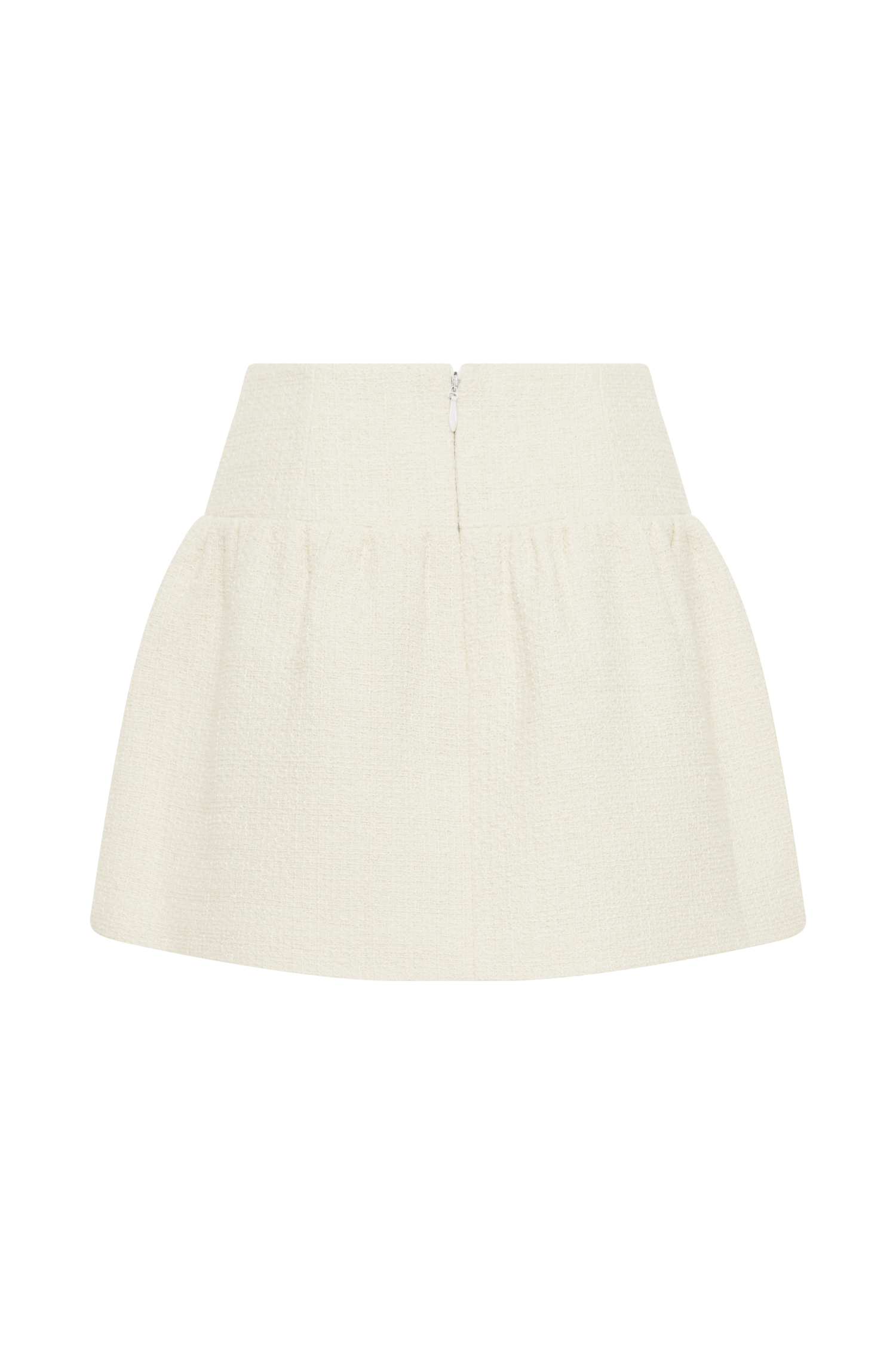 Cyrus Gathered Boucle Mini Skirt - Ivory #7