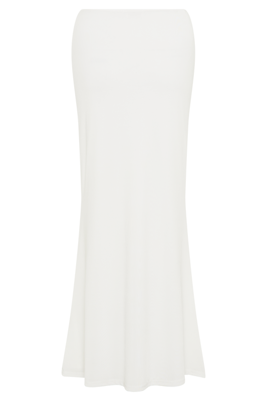 Bruna Slinky Fishtail Maxi Skirt - White