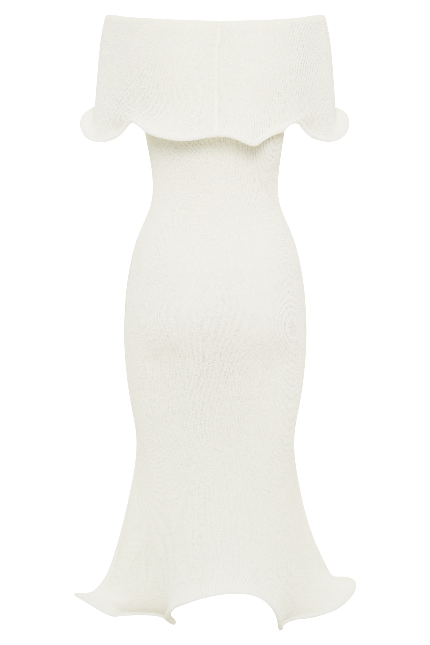 Molly Off Shoulder Knit Midi Dress - Ivory #7