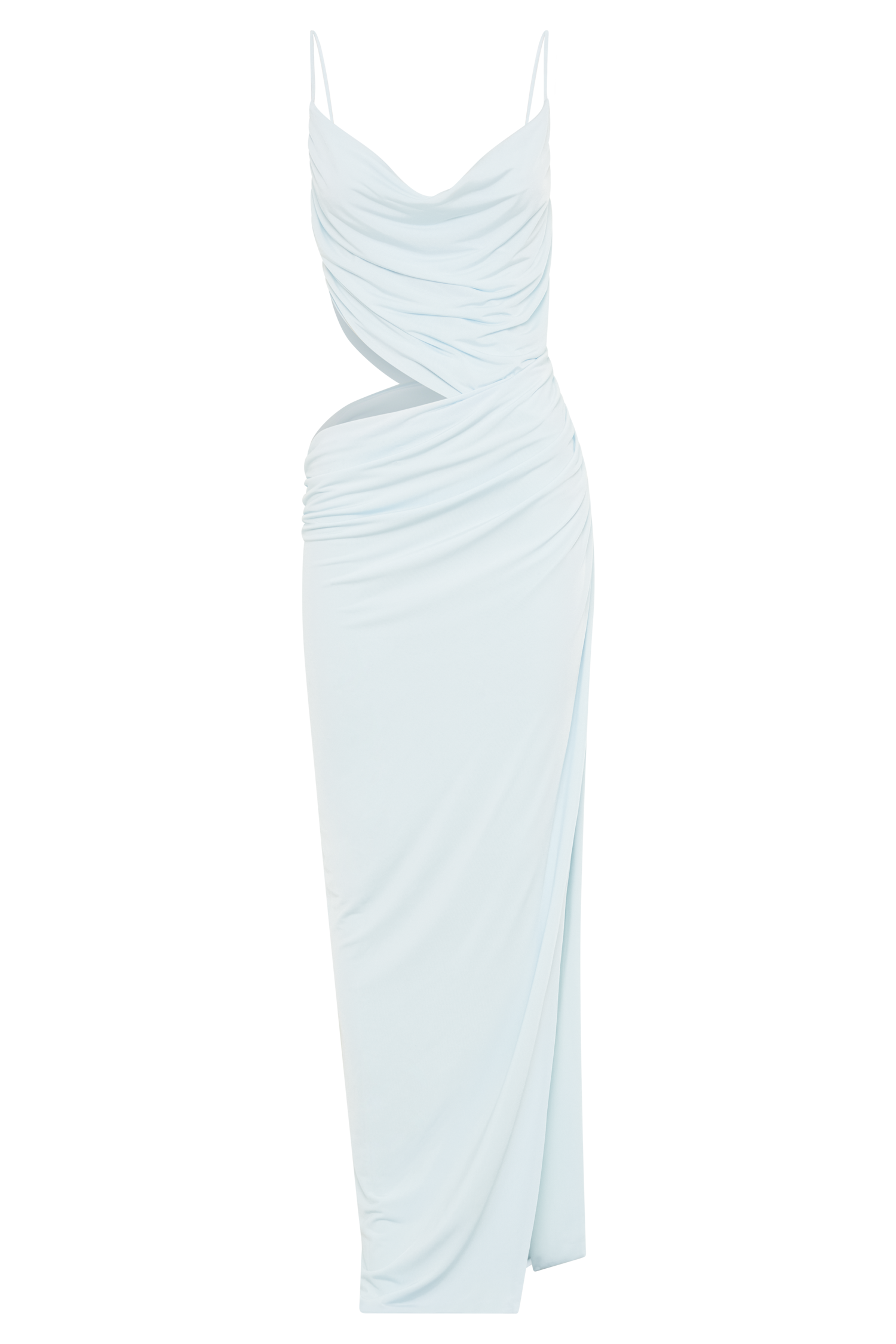 Jemma Draped Slinky Maxi Dress - Sky Blue #9