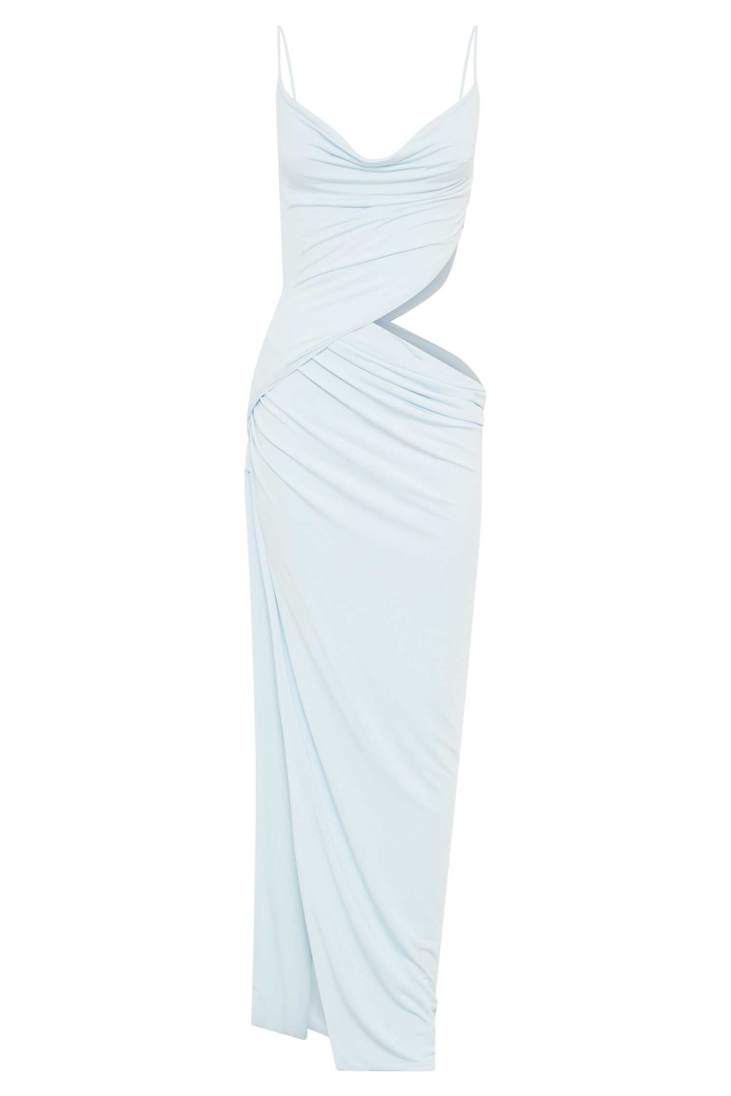 Jemma Draped Slinky Maxi Dress - Sky Blue #8