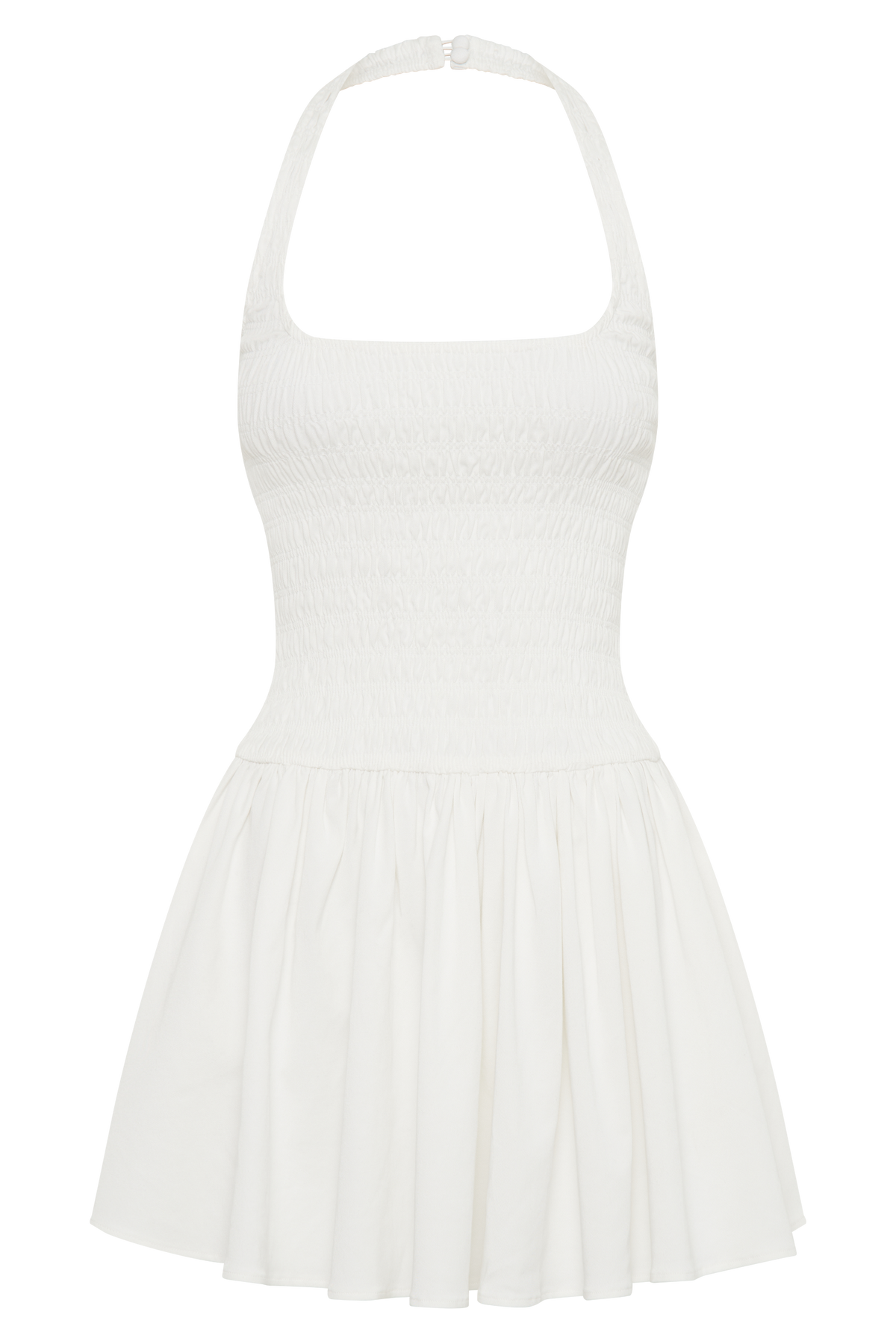 Shelley Cotton Shirred Halter Mini Dress - White #13