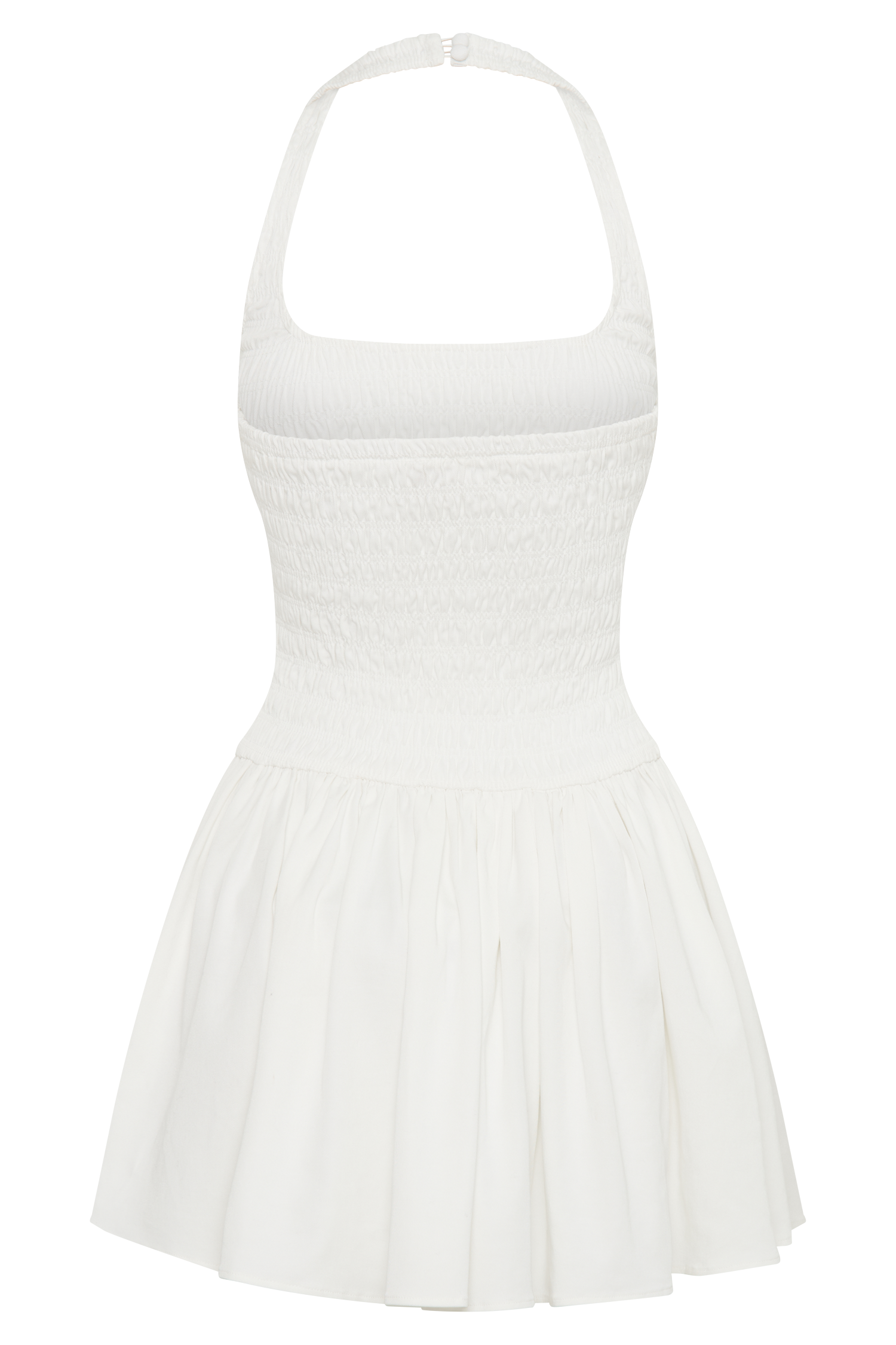 Shelley Cotton Shirred Halter Mini Dress - White #12