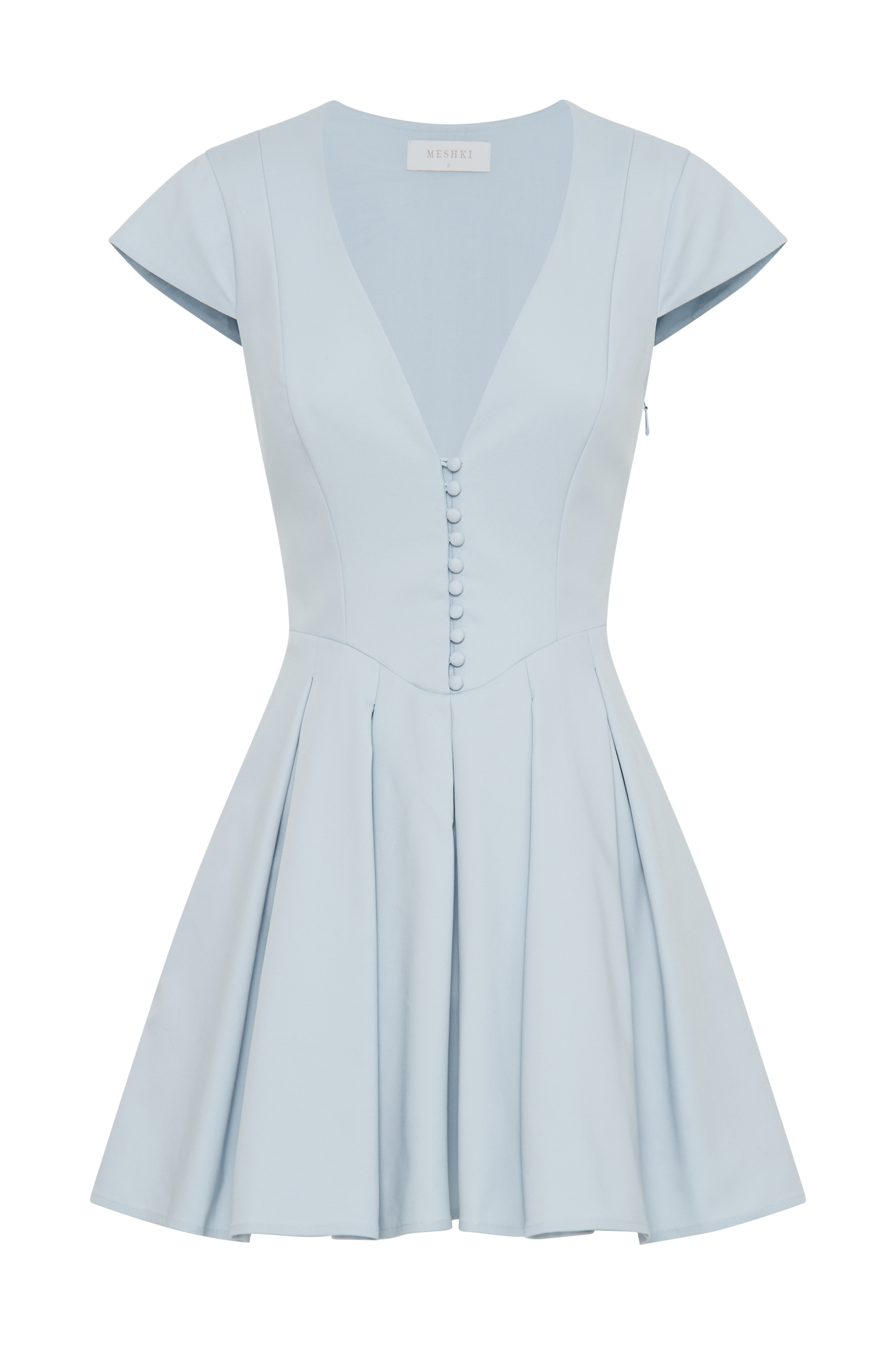 Keely Cotton Cap Sleeve Mini Dress - Sky Blue