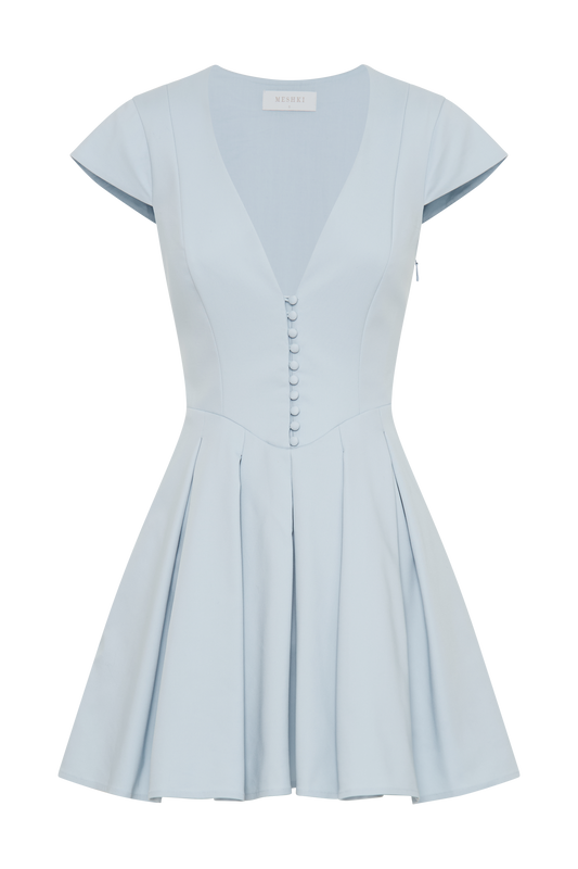 Keely Cotton Cap Sleeve Mini Dress - Sky Blue