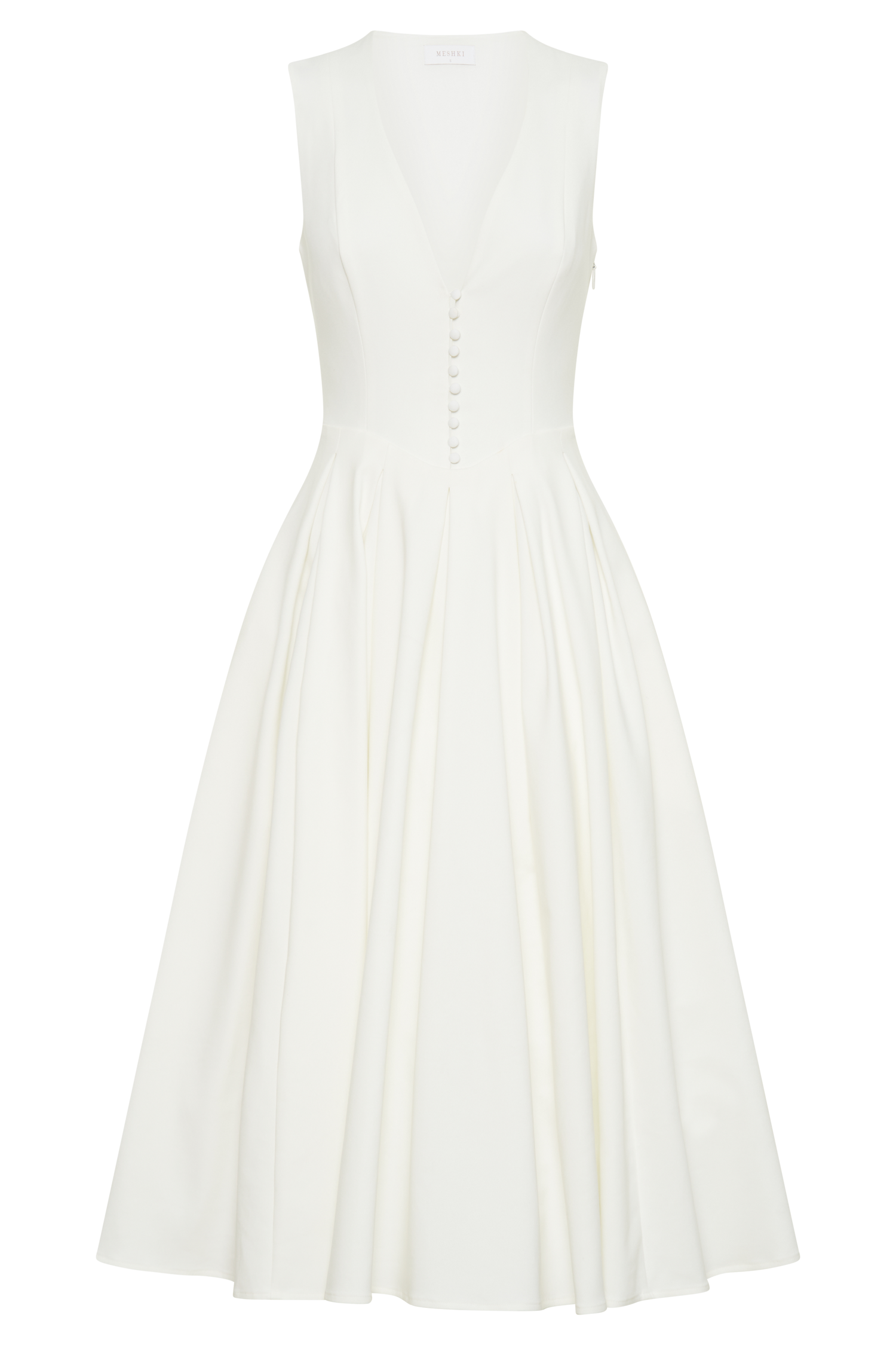 Keely Cotton Sleeveless Midi Dress - White #10