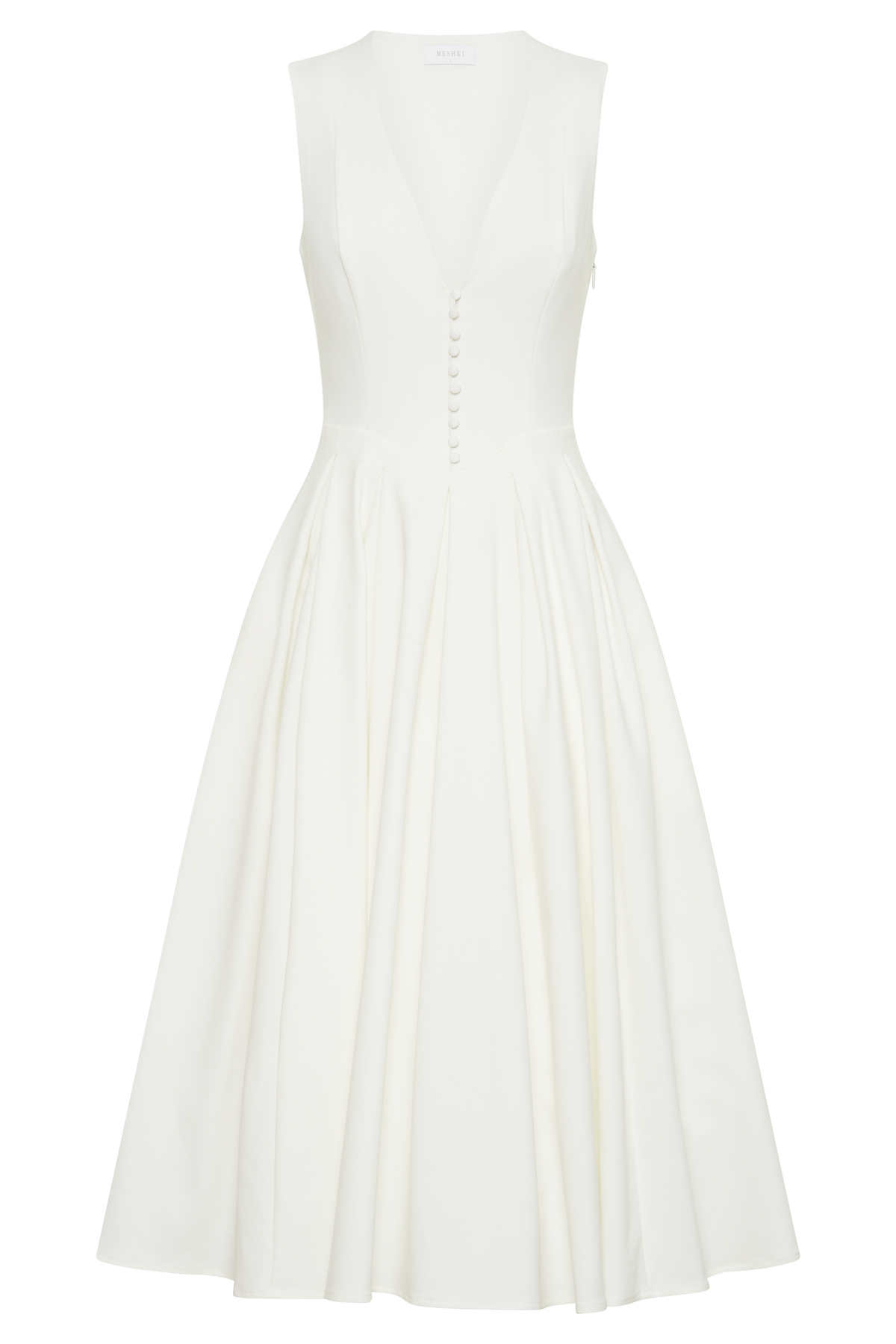 Keely Cotton Sleeveless Midi Dress - White #10