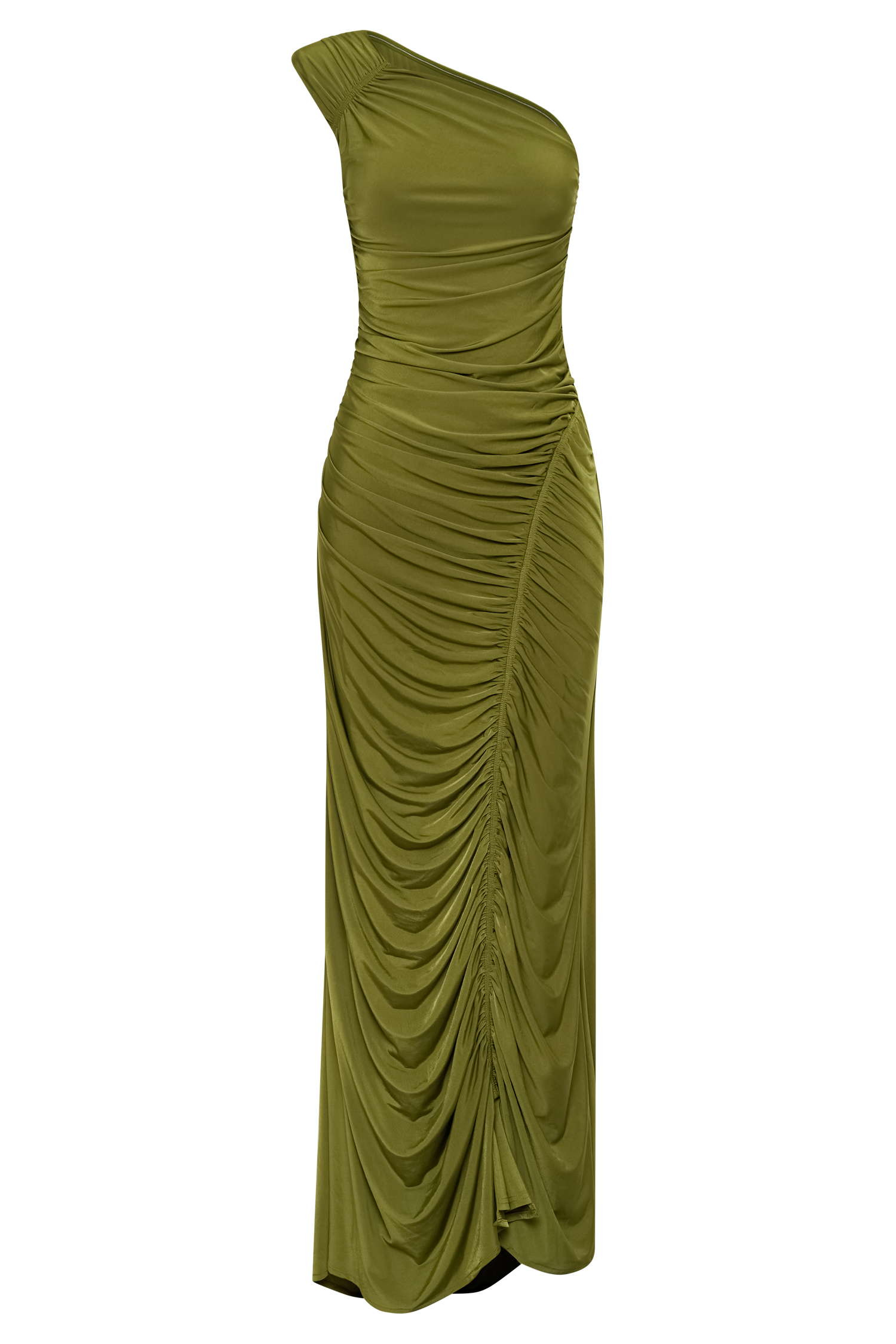 Capri Gathered Slinky Maxi Dress - Vintage Olive #10
