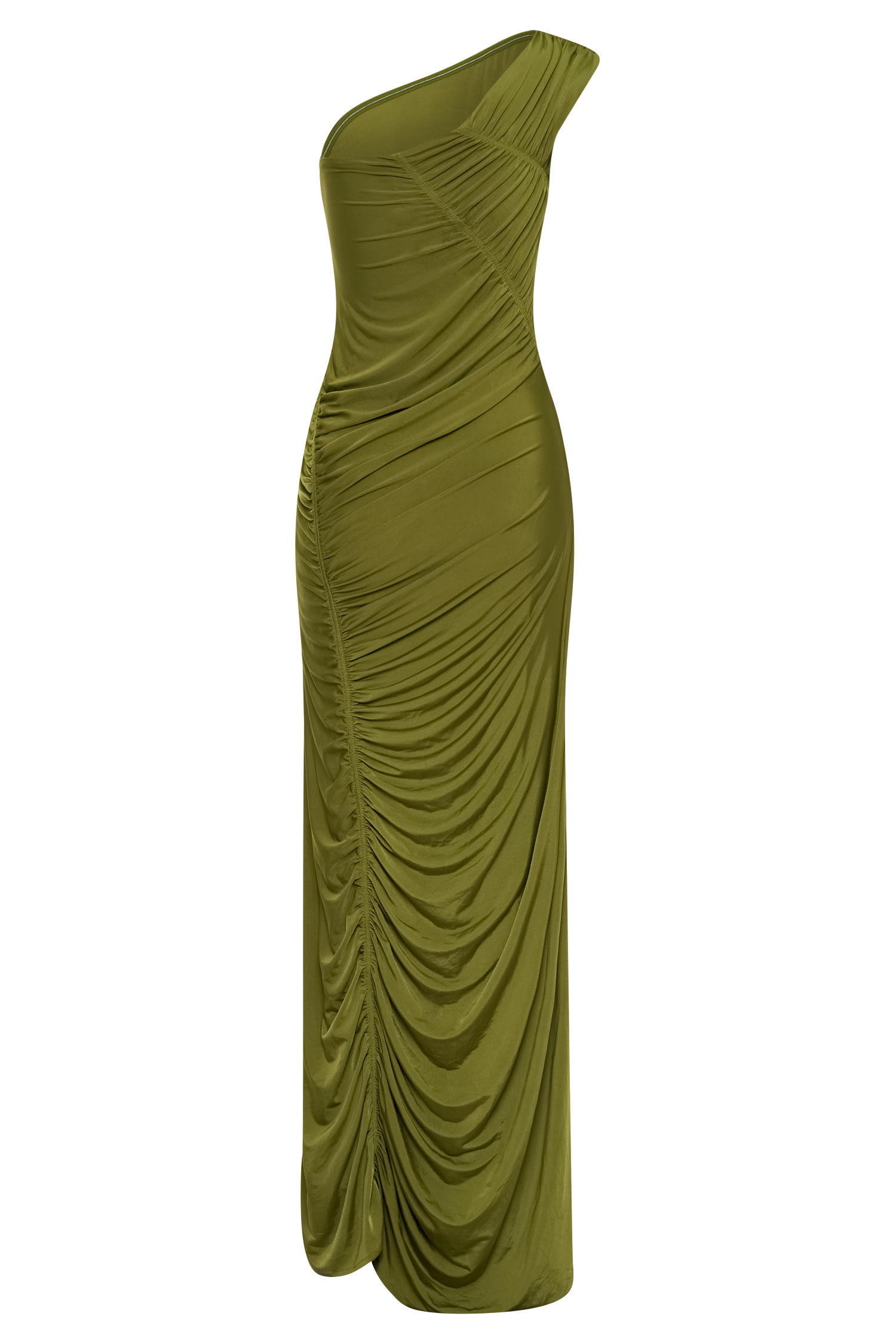 Capri Gathered Slinky Maxi Dress - Vintage Olive #9