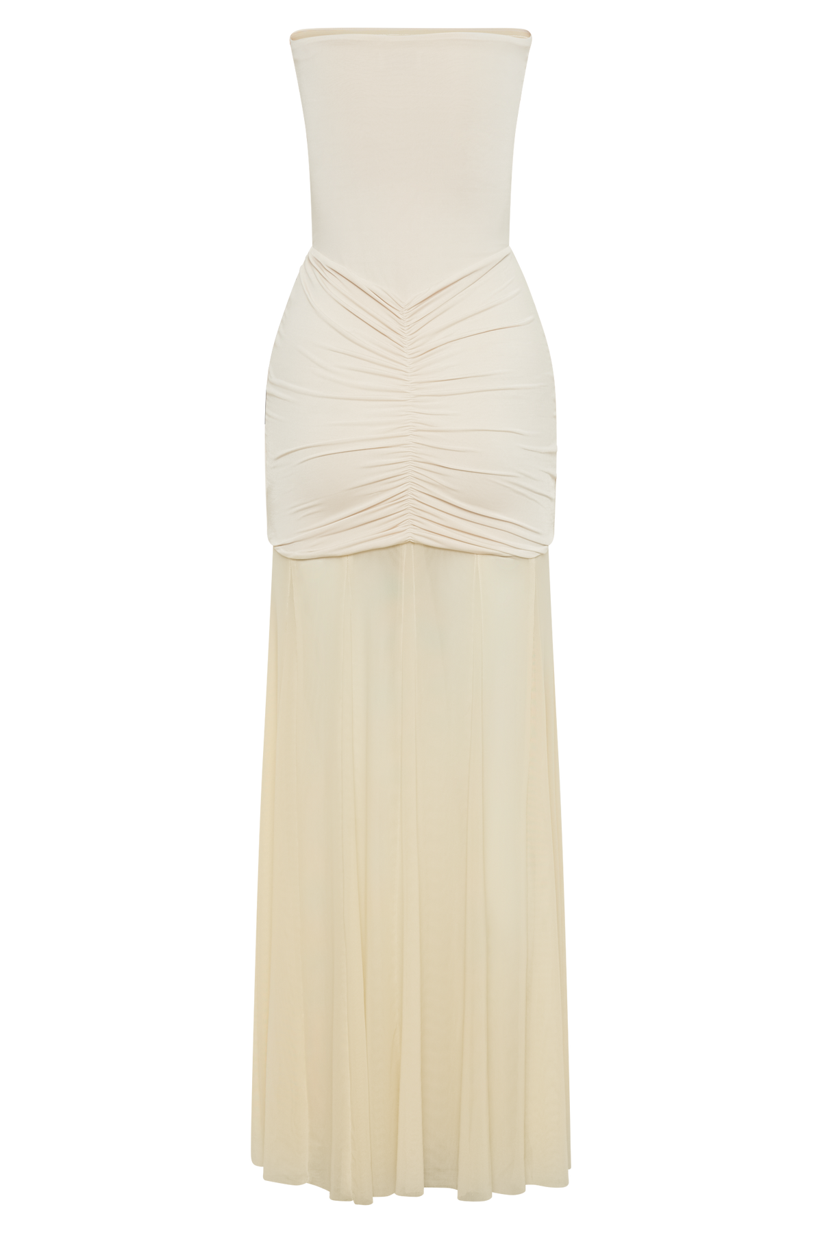 Caspian Slinky And Mesh Off Shoulder Maxi Dress - Ivory #9