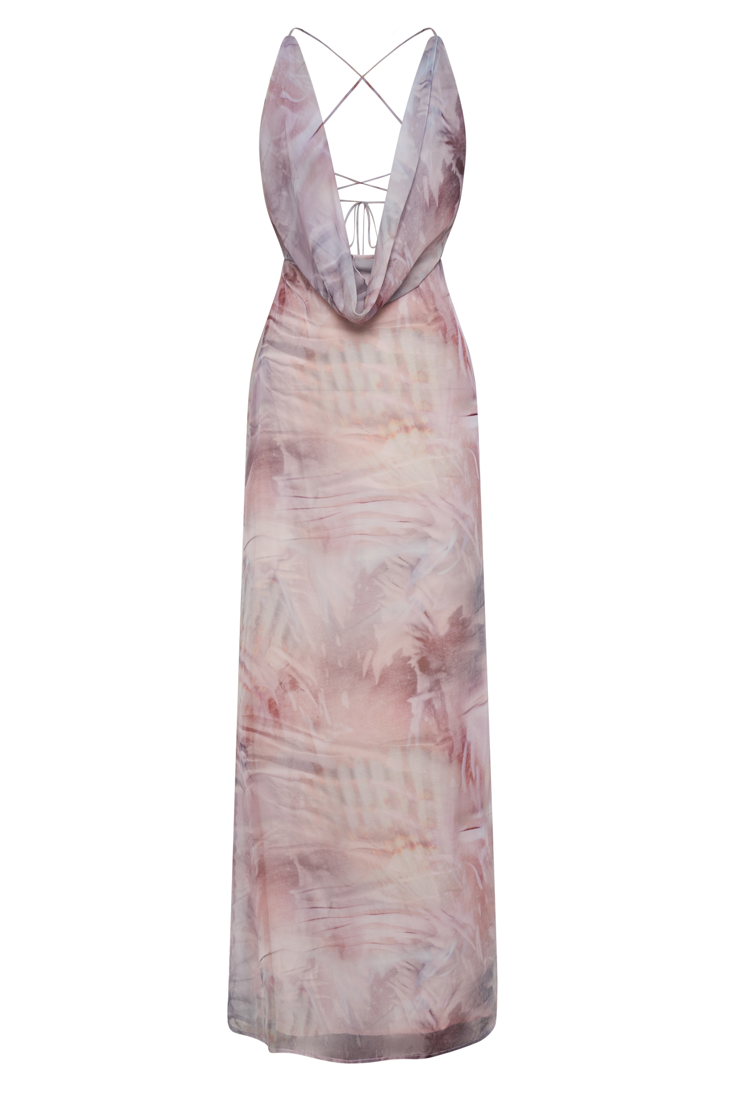 Attina Cowl Chiffon Maxi Dress - Mermaid Shell Print #8