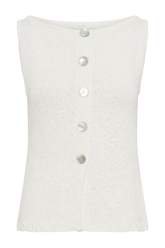 Mackie Boucle Longline Vest - White