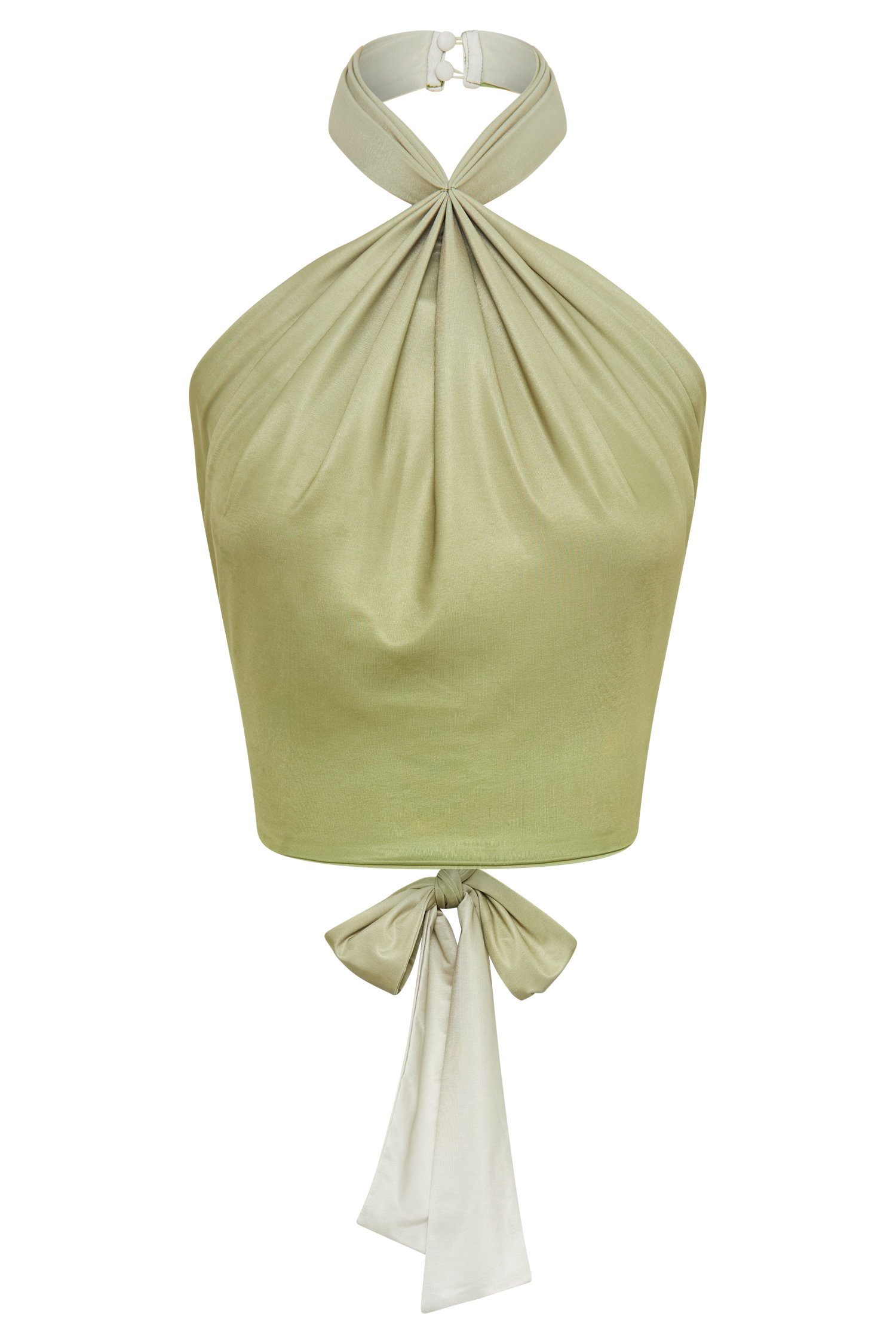 Bronwyn Slinky Halter Crop Top - Ombre Vintage Olive #11