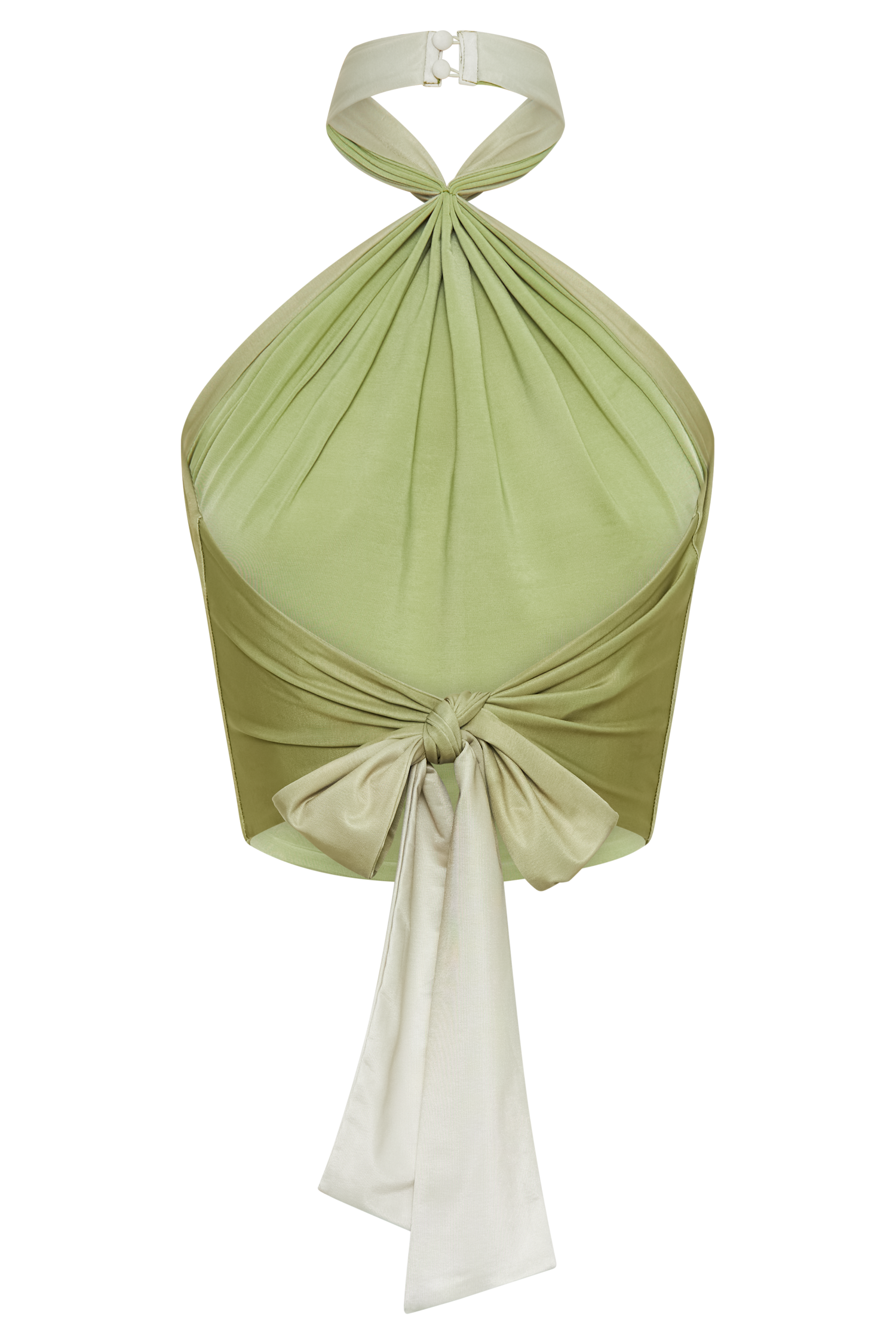 Bronwyn Slinky Halter Crop Top - Ombre Vintage Olive #10