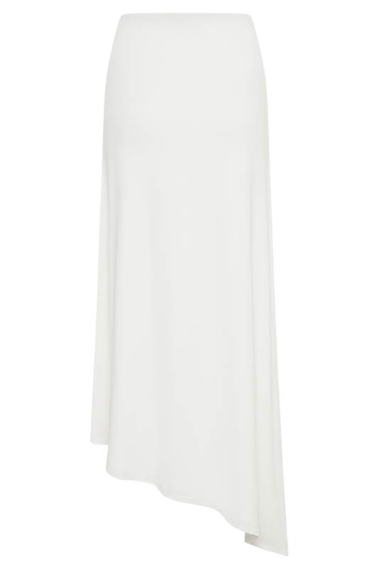 Bea Asymmetrical Slinky Maxi Skirt - White