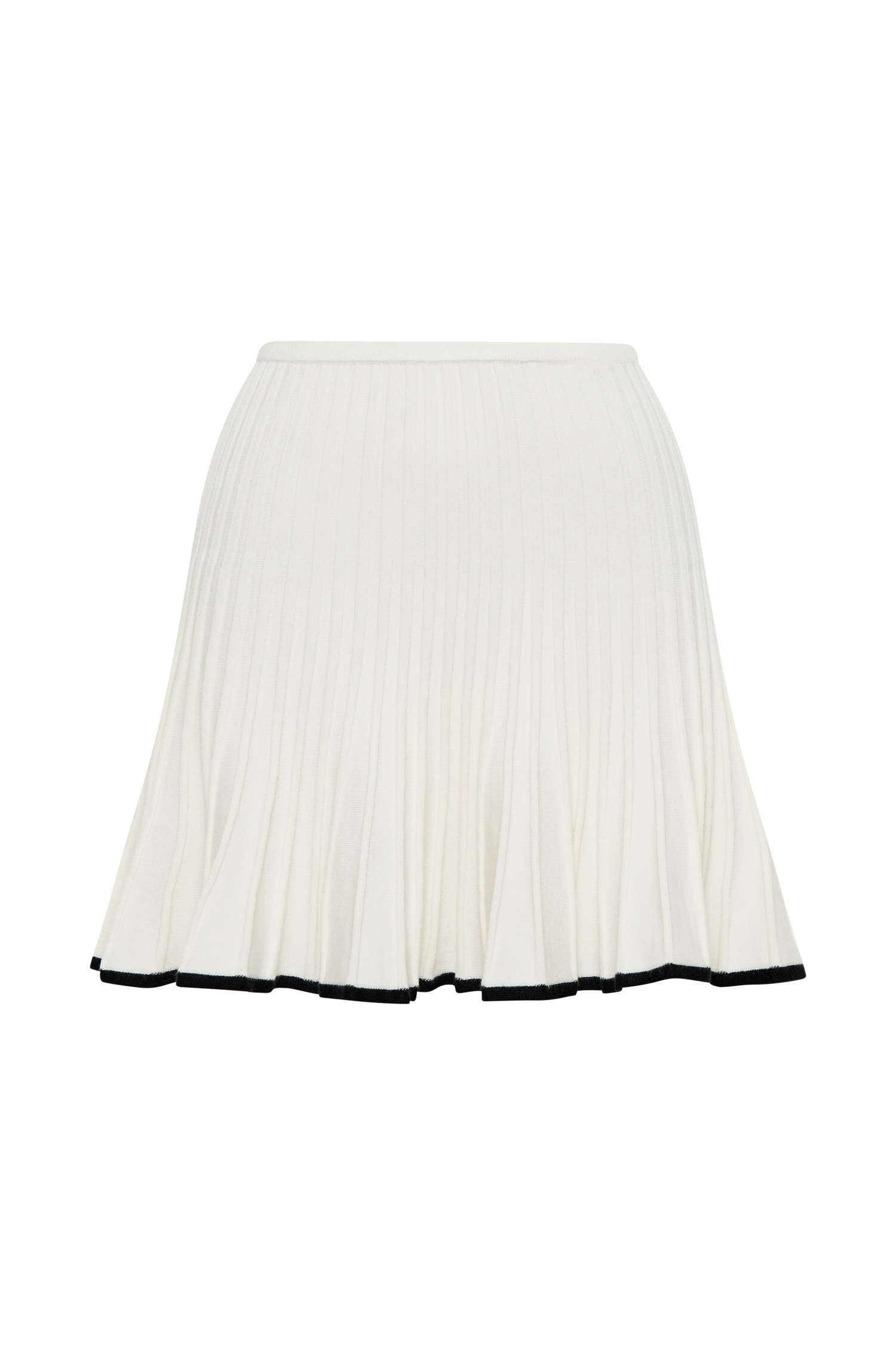 Jolene Contrast Pleated Knit Mini Skirt - White #13