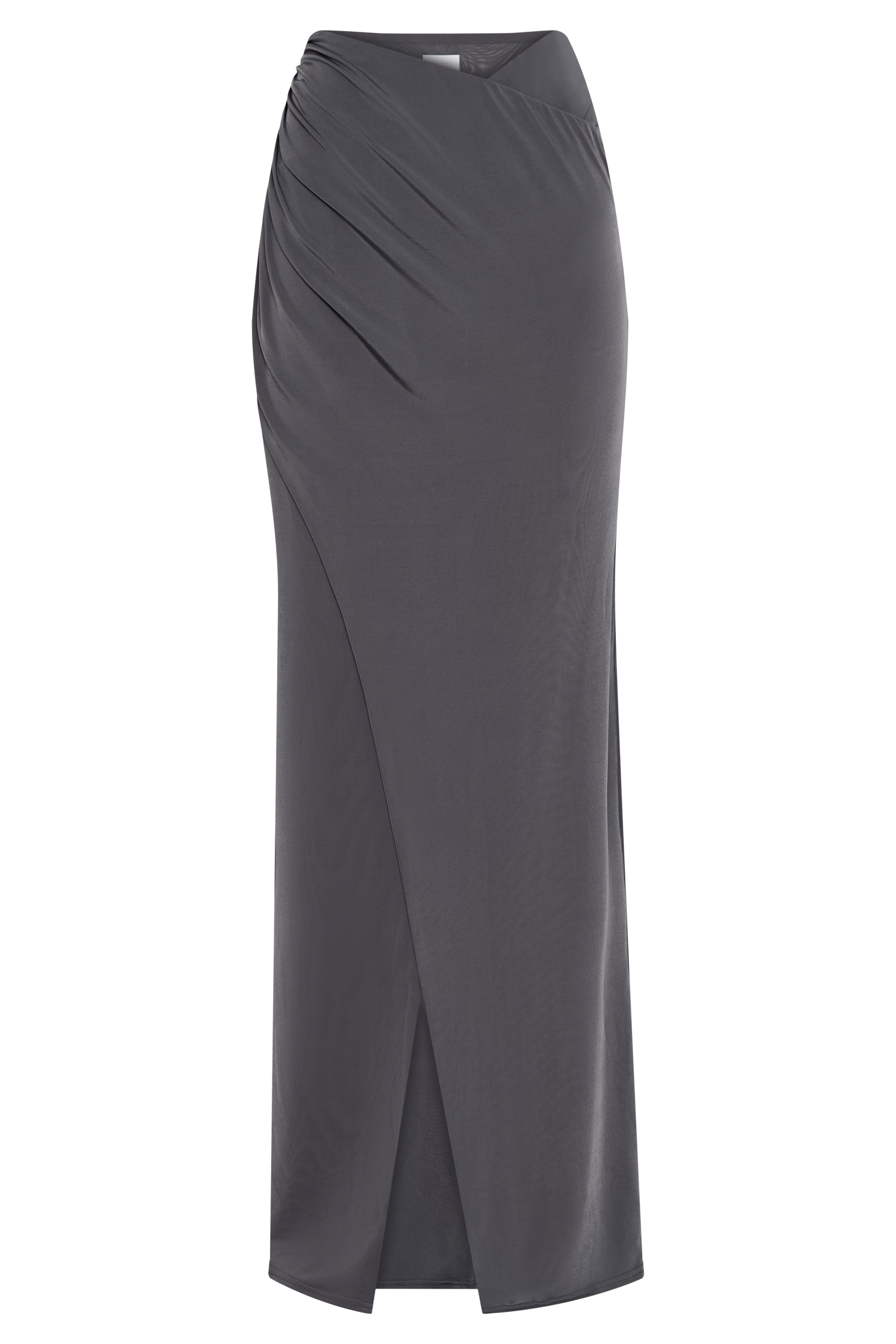 Bronwyn Slinky Ruched Maxi Skirt With Split - Charcoal #11