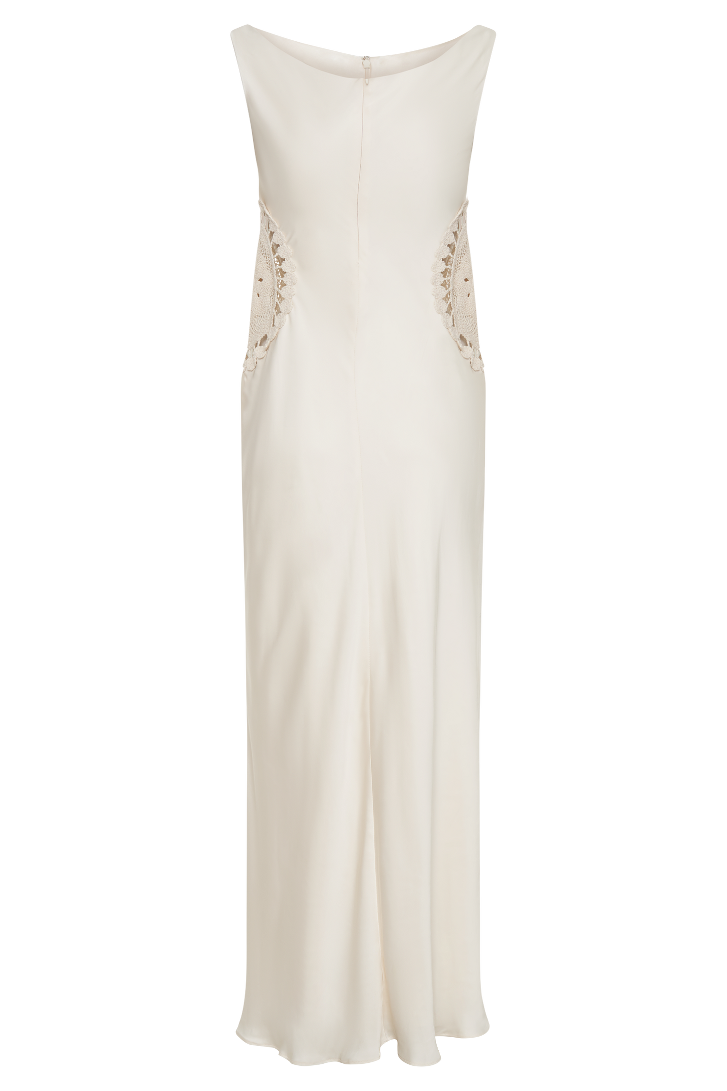 Kristina Satin Maxi Dress With Crochet - Ivory