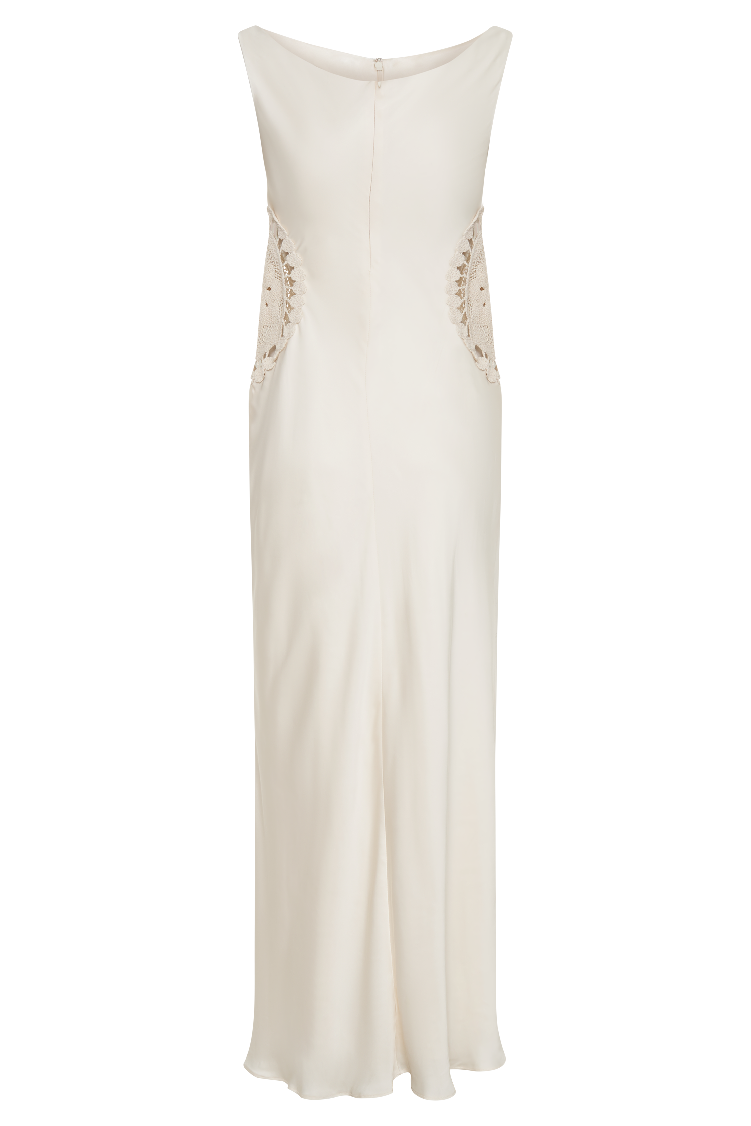 Kristina Satin Maxi Dress With Crochet - Ivory #7