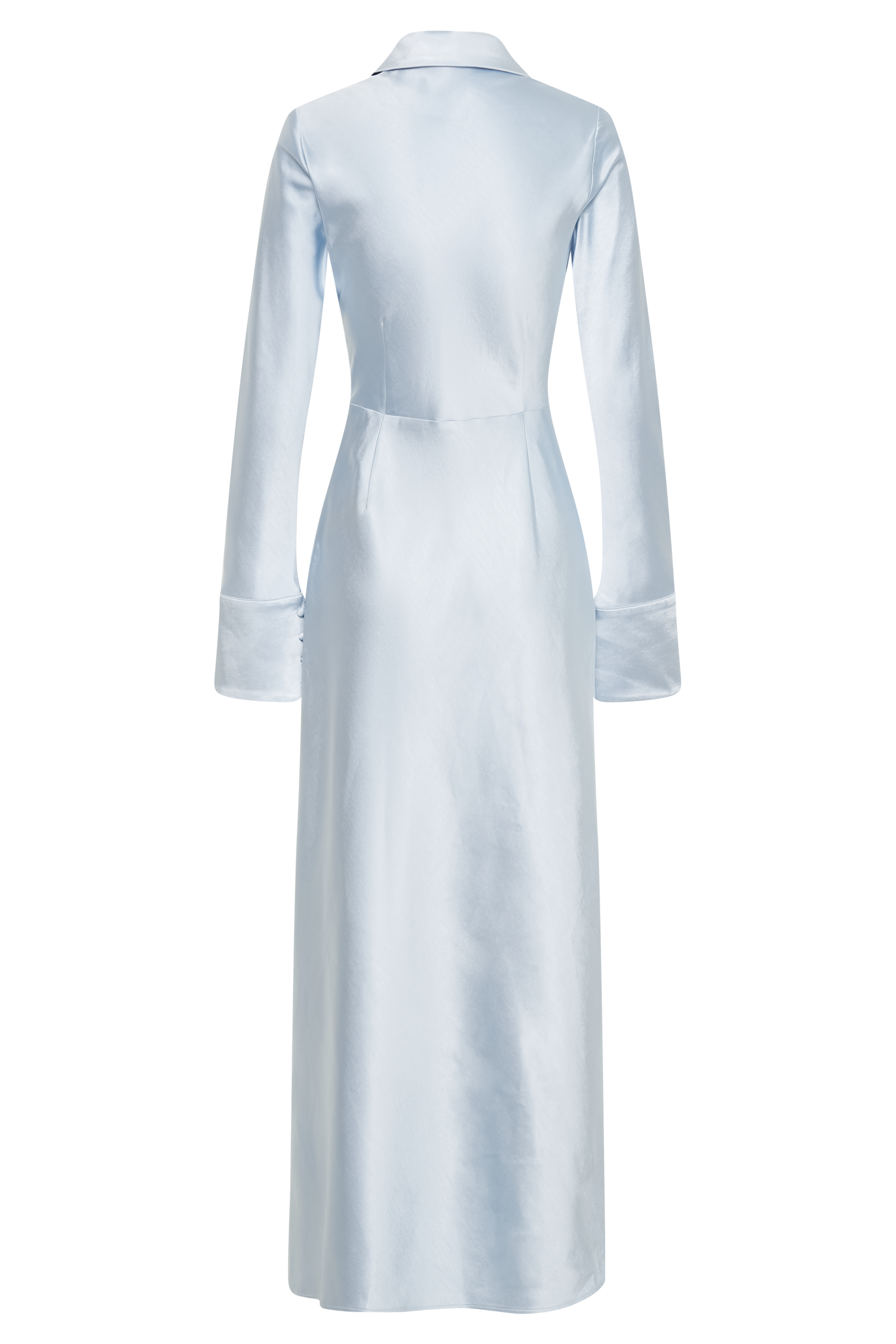 Whitley Satin Collared Maxi Dress - Ice Blue #10
