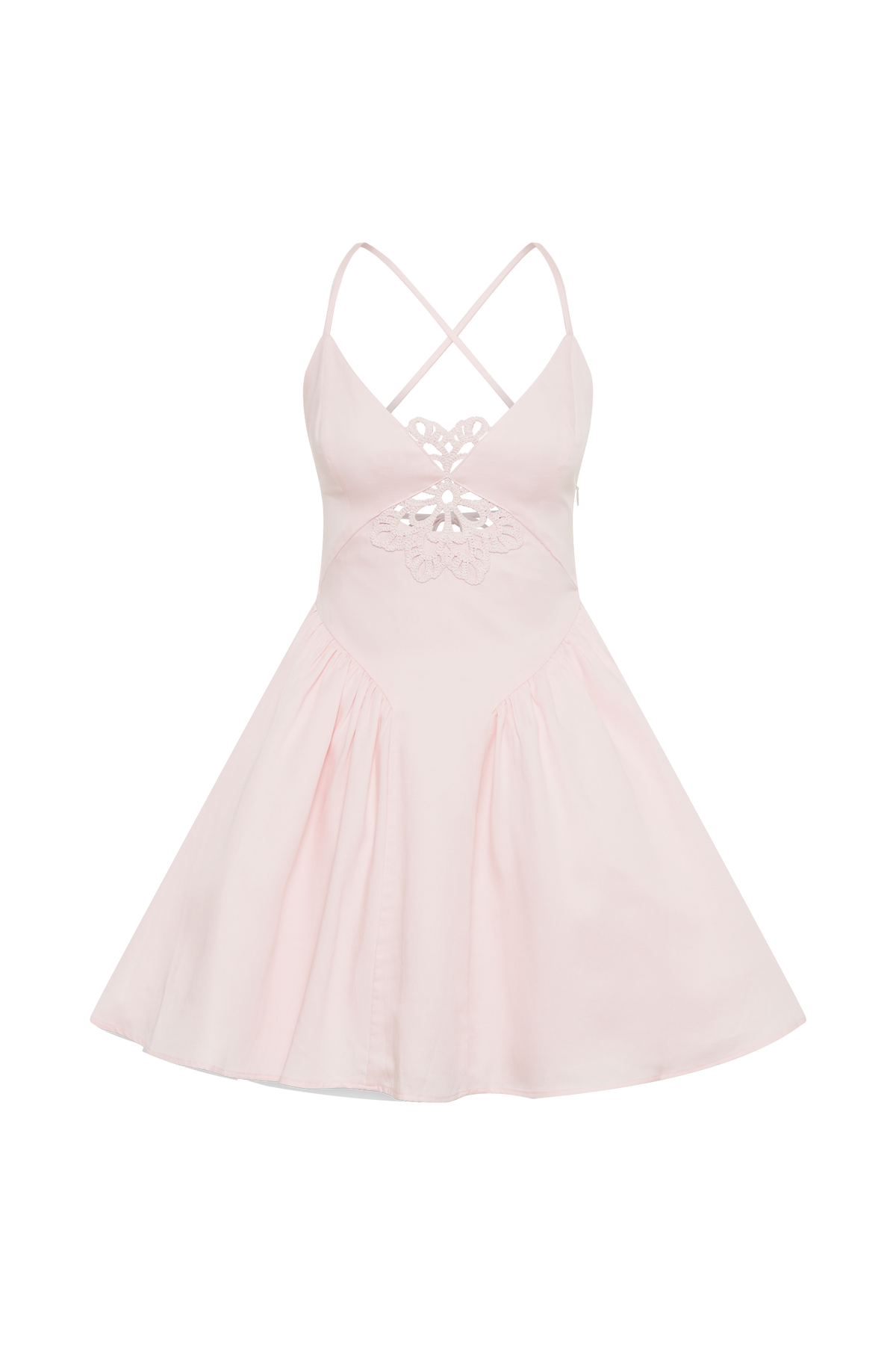 Muriel Mini Dress With Crochet - Powder Pink