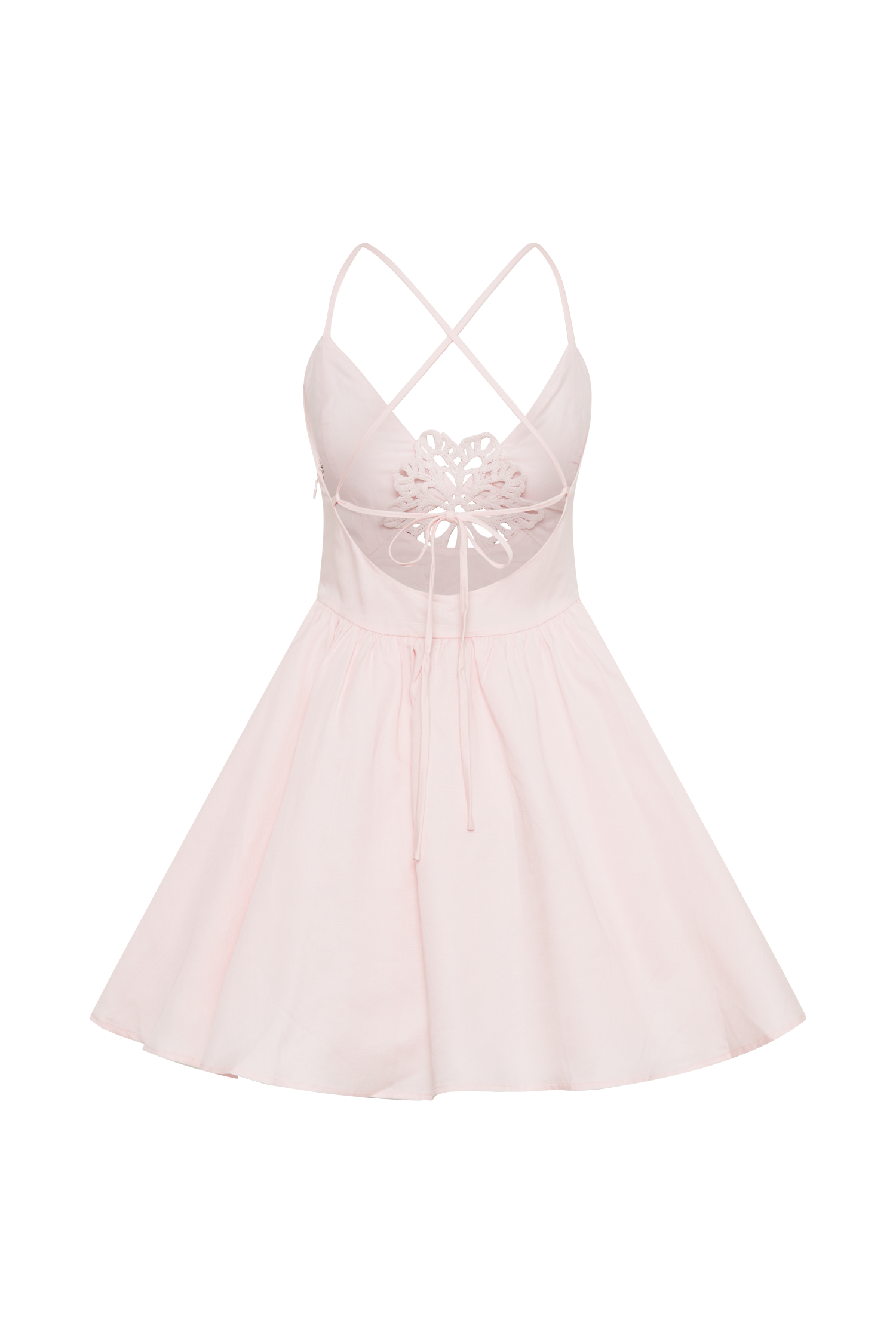 Muriel Cotton Mini Dress With Crochet - Powder Pink #9