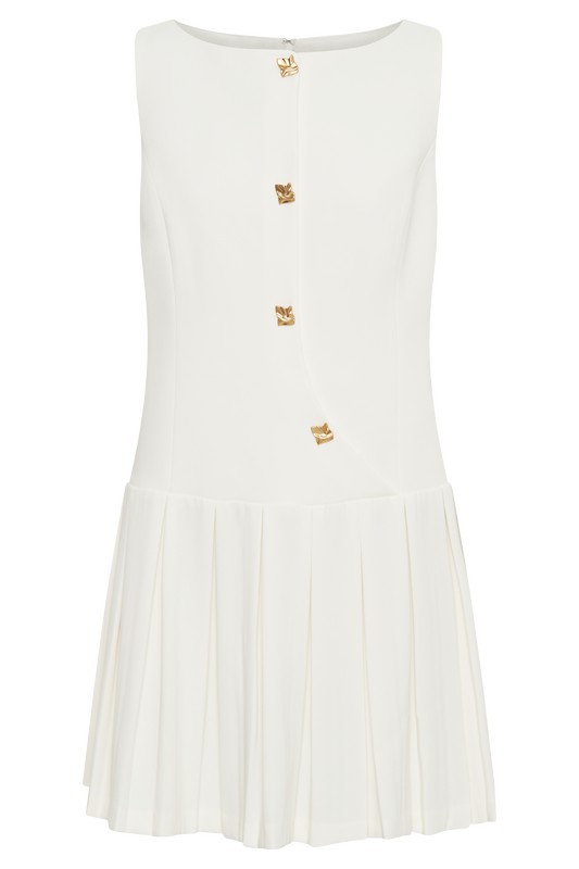 Mackenzie Sleeveless Pleated Mini Dress - Ivory