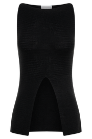 Ridley Knit Tank Top With Split - Black