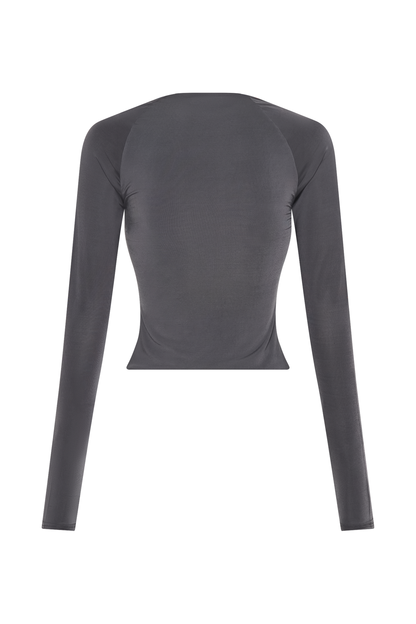 Billie Slinky Ruched Long Sleeve Top - Charcoal