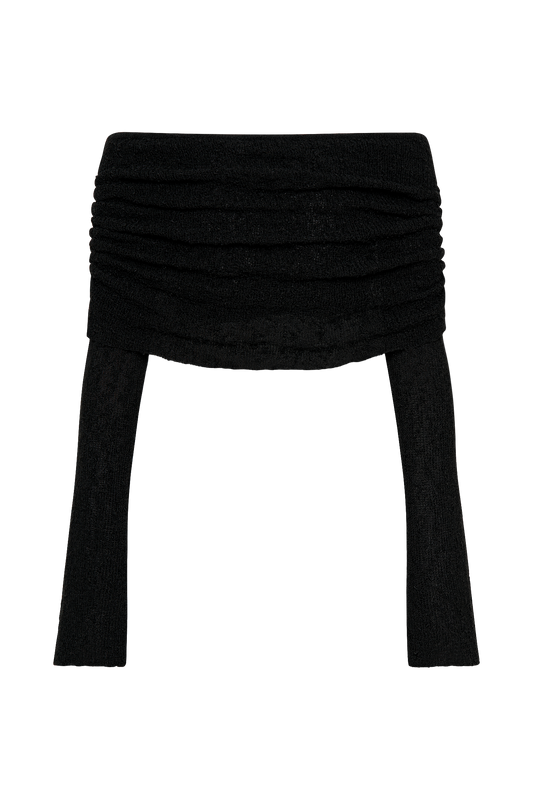 Marisol Off Shoulder Boucle Top - Black