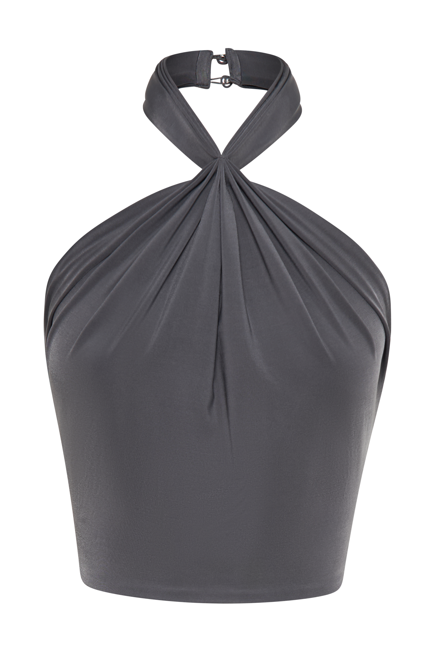 Bronwyn Slinky Halter Crop Top - Charcoal #8