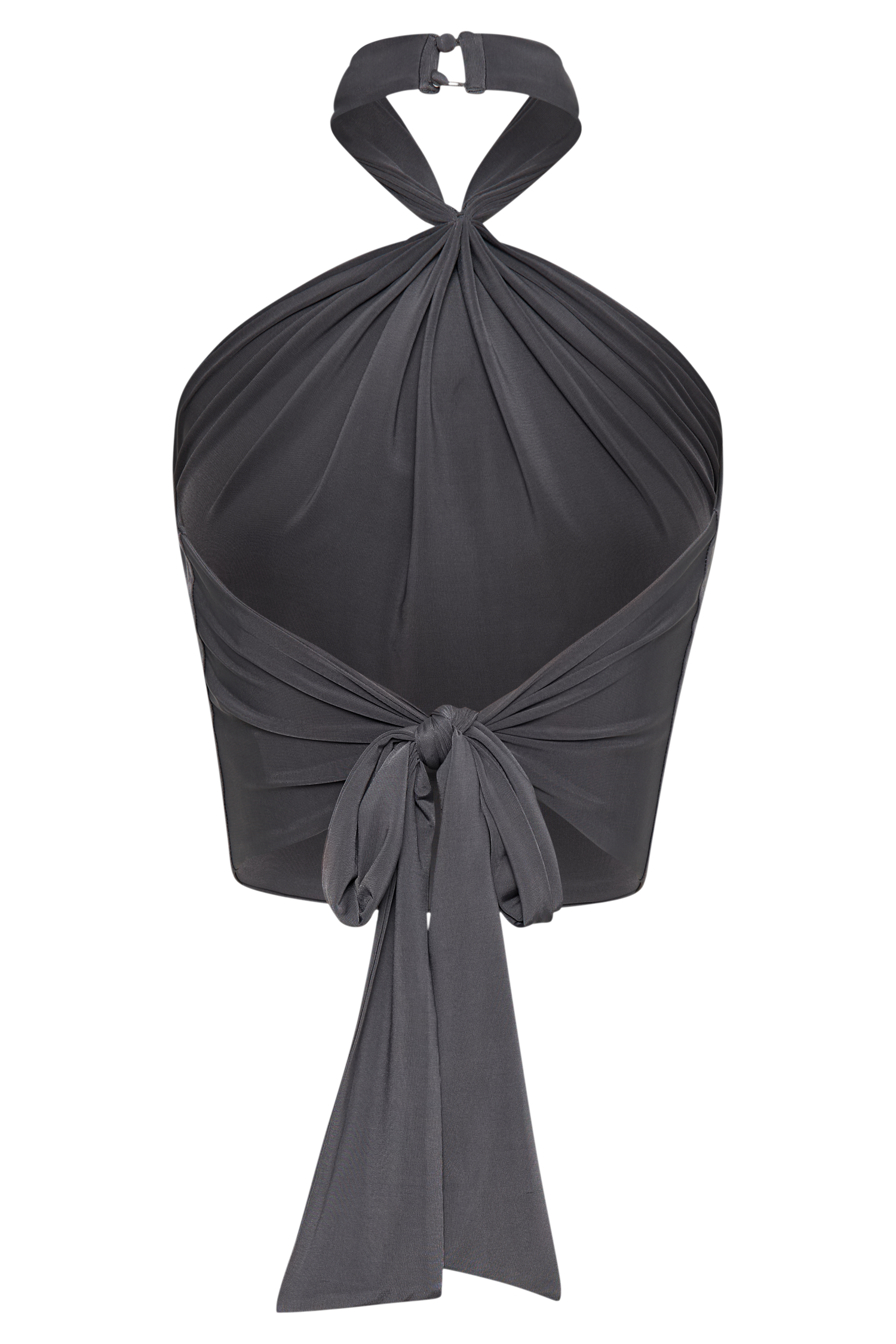 Bronwyn Slinky Halter Crop Top - Charcoal #7