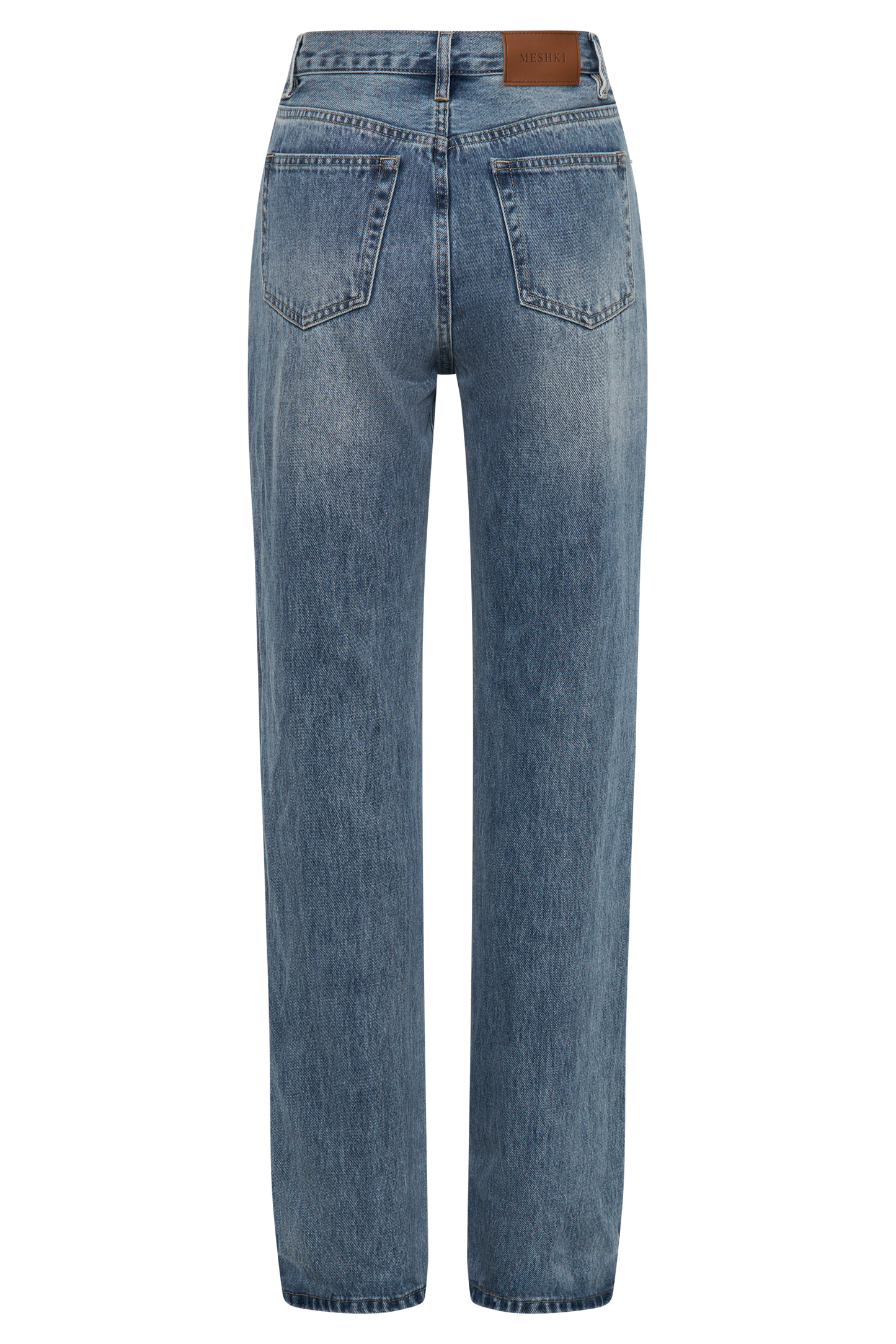 Janine High Waisted Straight Leg Jeans - Washed Mid Blue