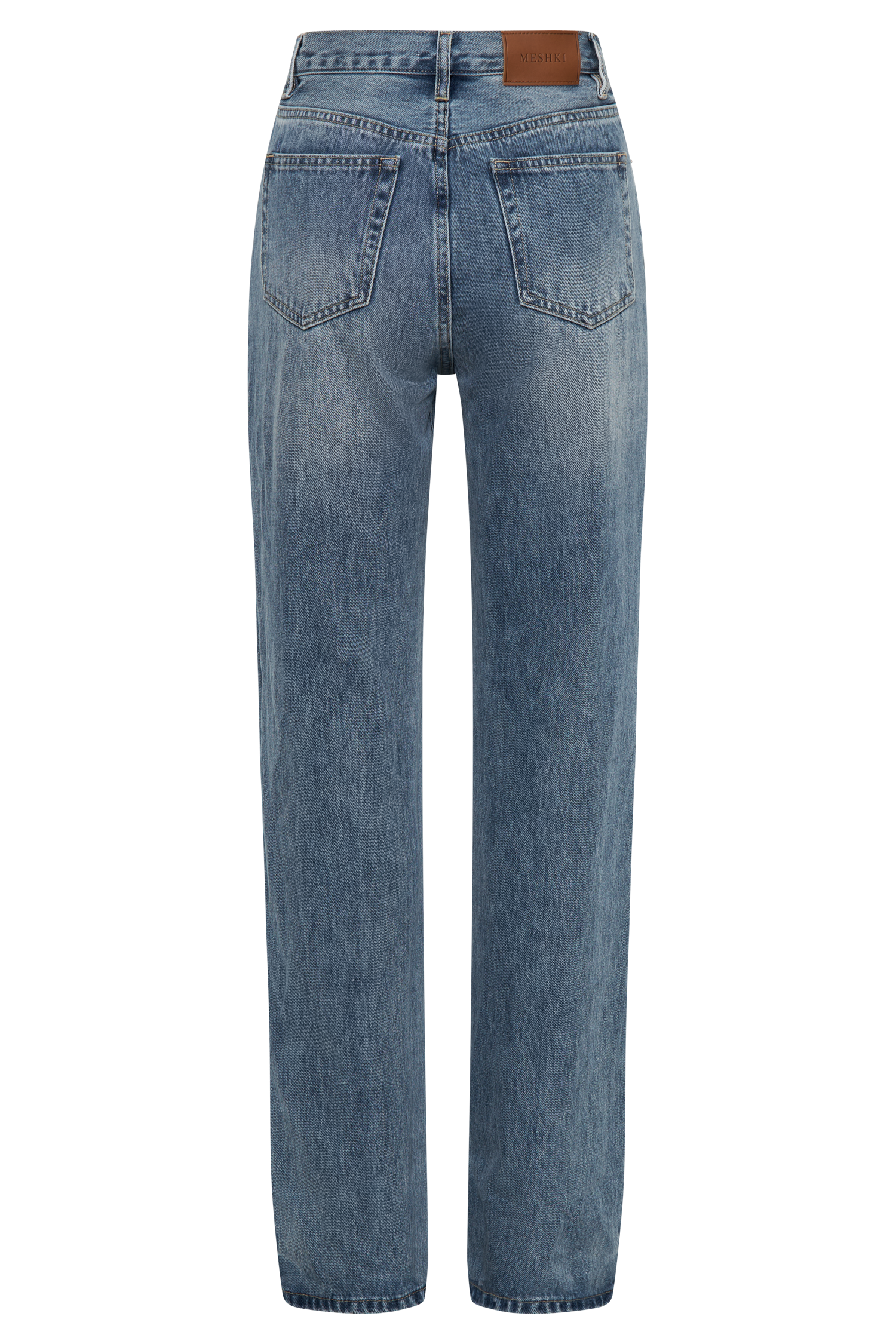 Janine High Waisted Straight Leg Jeans - Washed Mid Blue #12