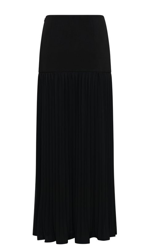 Jillian Pleated Maxi Skirt - Black