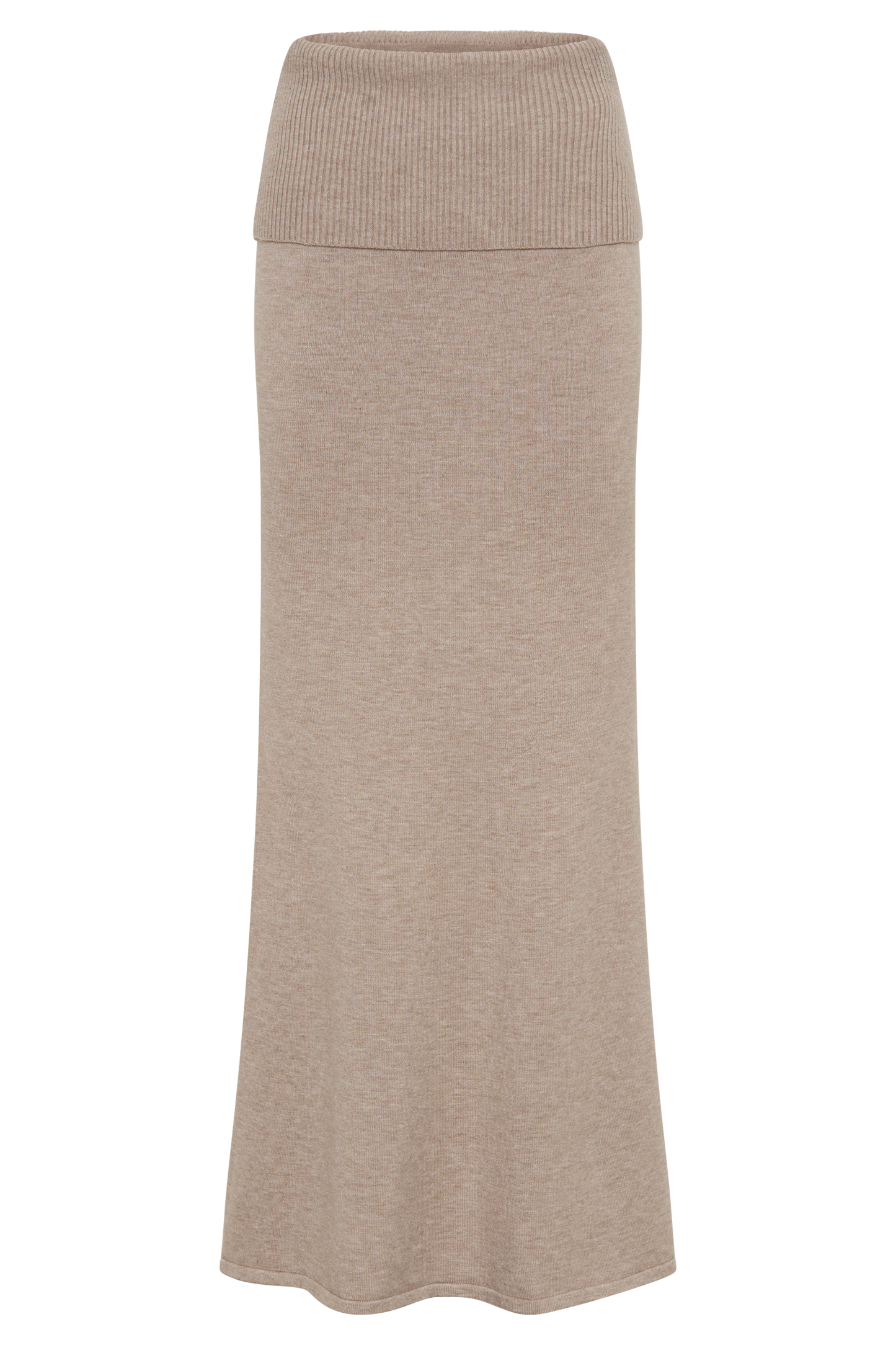 Karlie Knit Maxi Skirt With Ribbed Waist - Taupe Marle