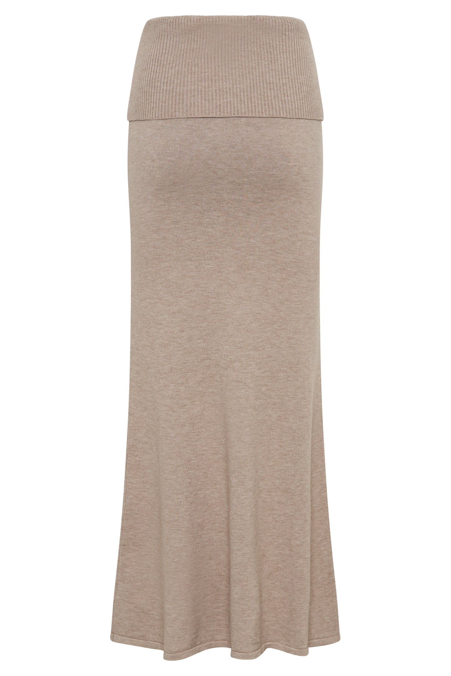 Karlie Knit Maxi Skirt With Ribbed Waist - Taupe Marle