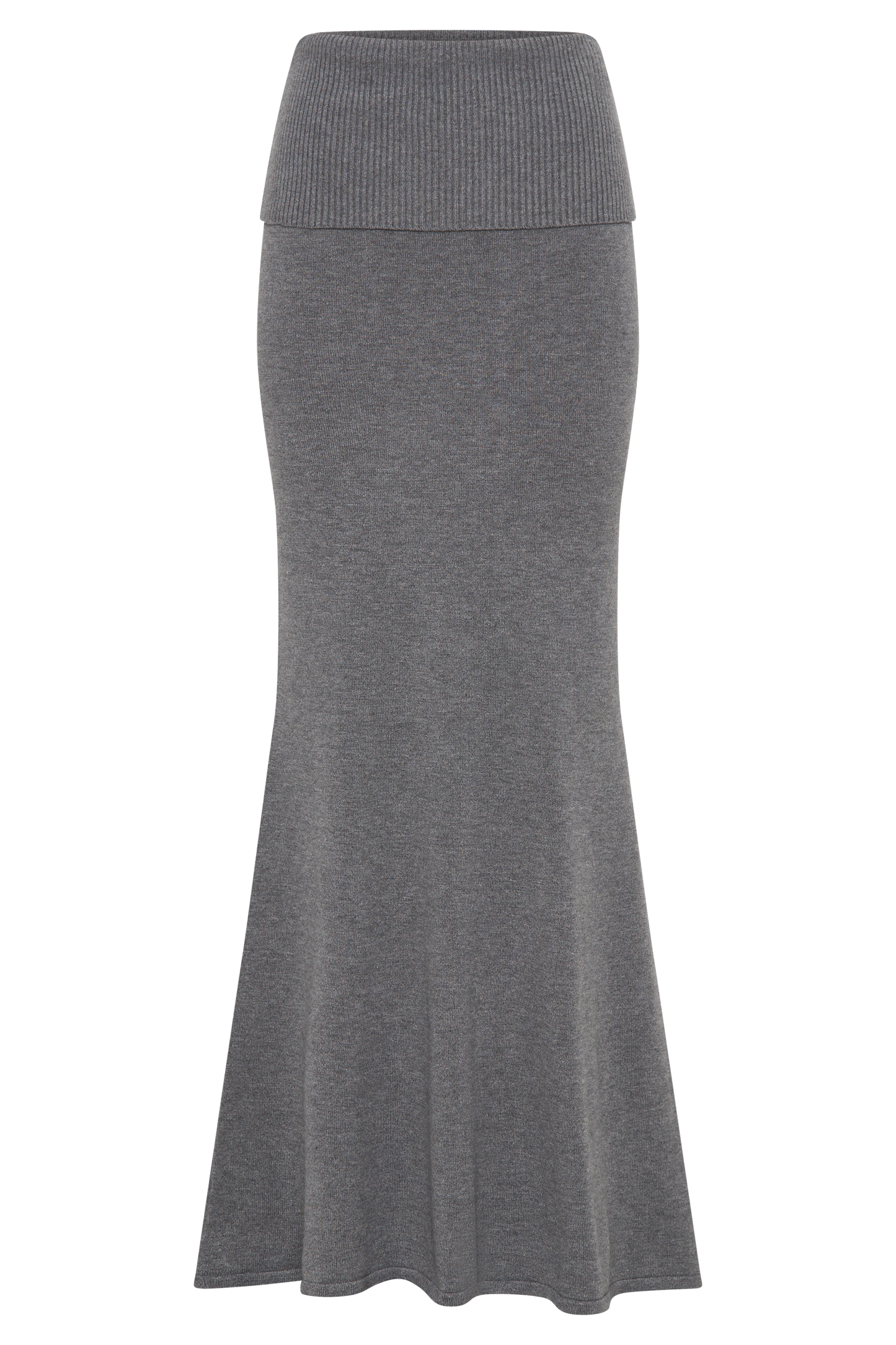 Karlie Knit Maxi Skirt With Ribbed Waist - Charcoal Marle