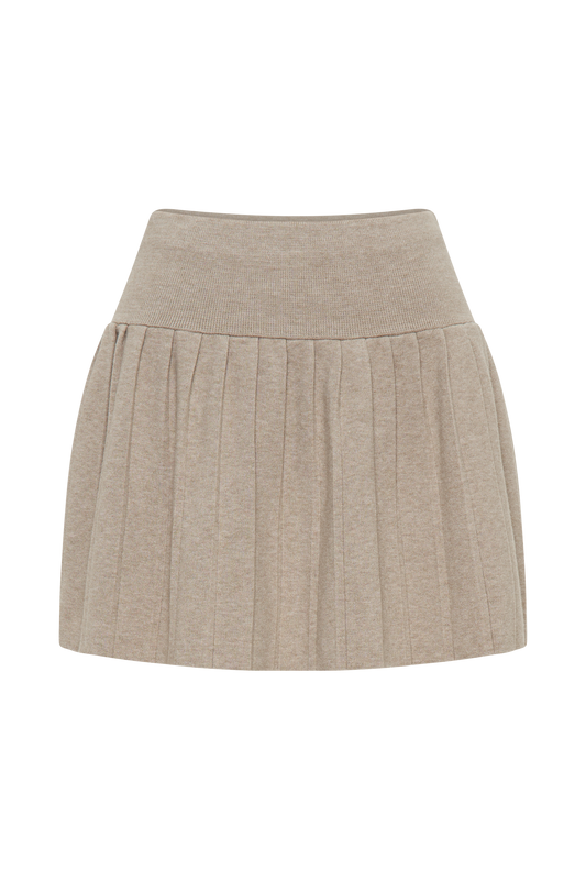 Beverly Knit Pleated Mini Skirt - Oak