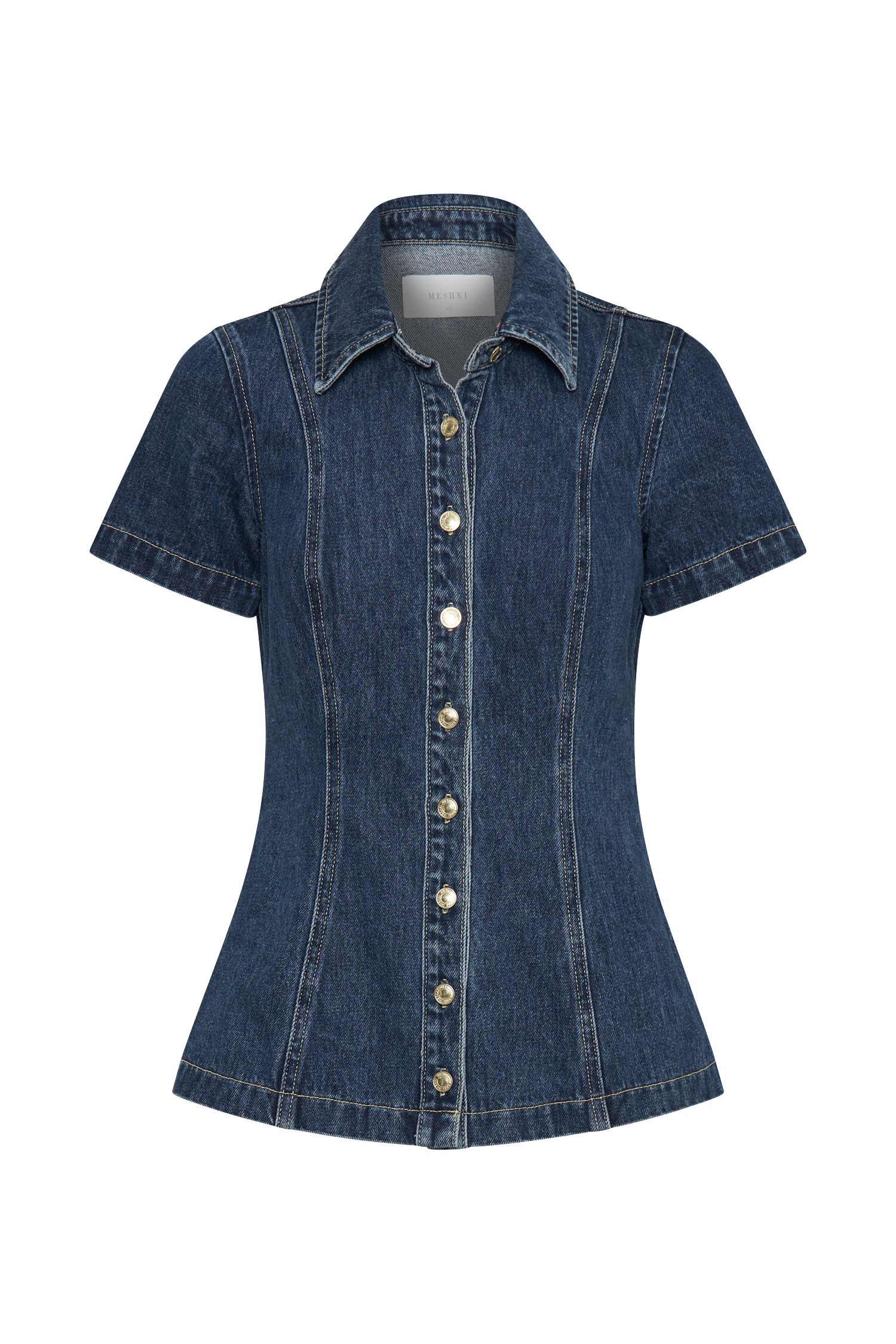 Ellie Denim Short Sleeve Top - Dark Blue #9