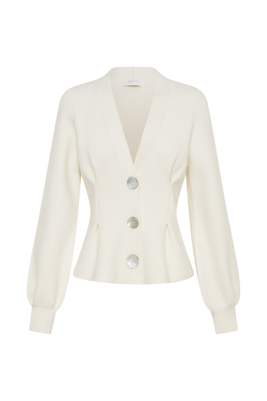 Beverly Knit Cinched Cardigan - Ivory