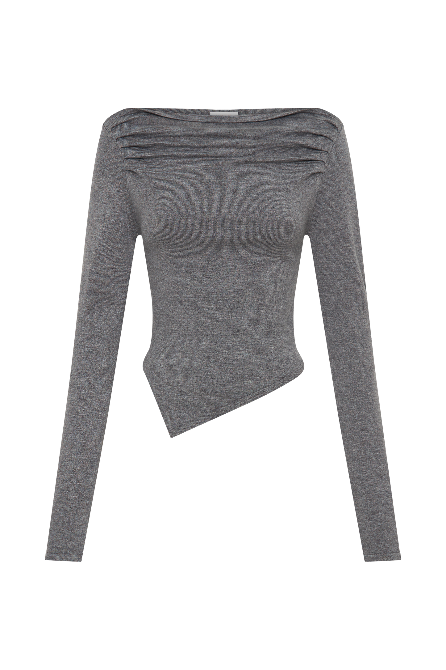 Karlie Off Shoulder Knit Top - Charcoal Marle