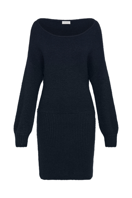 Rafferty Boat Neck Knit Mini Dress - Navy