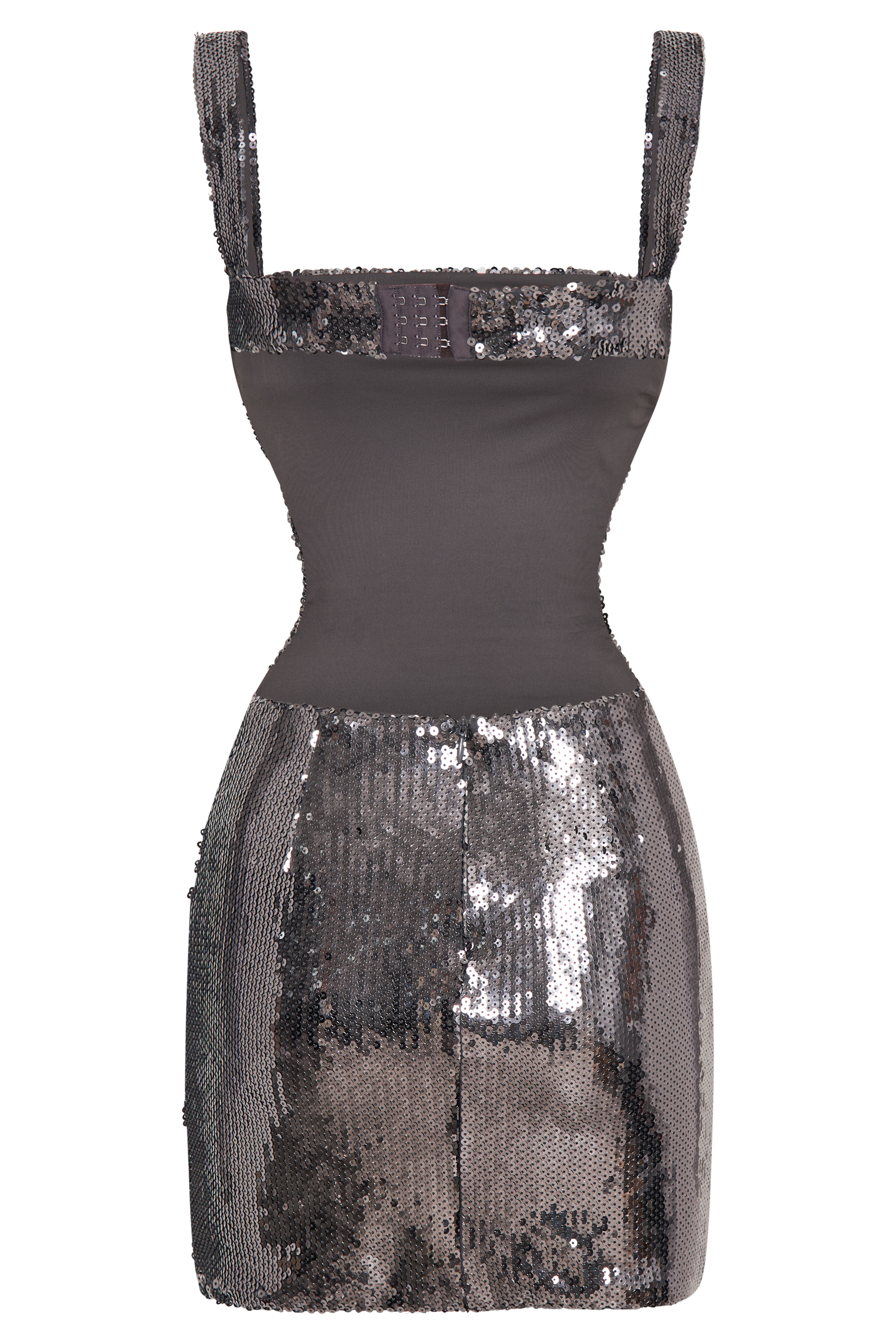 Adoria Sequin Cut Out Mini Dress - Charcoal #11