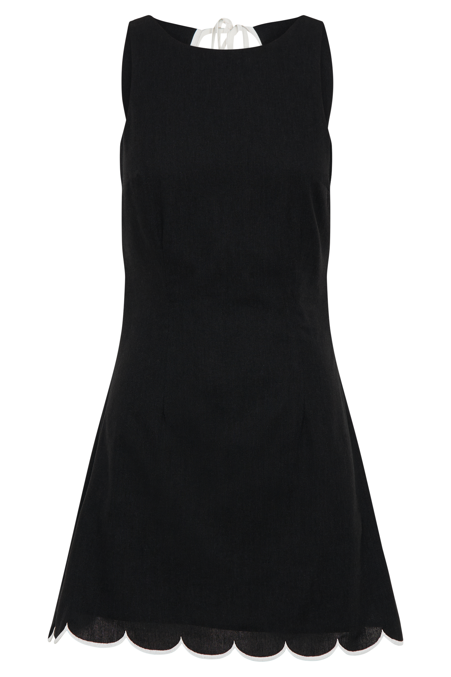 Sofiane Scalloped Linen Mini Dress - Black