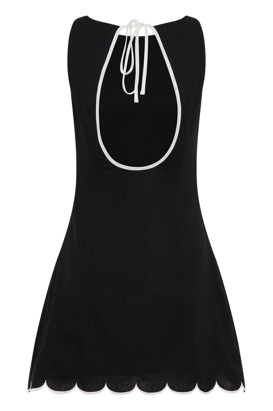 Sofiane Scalloped Linen Mini Dress - Black