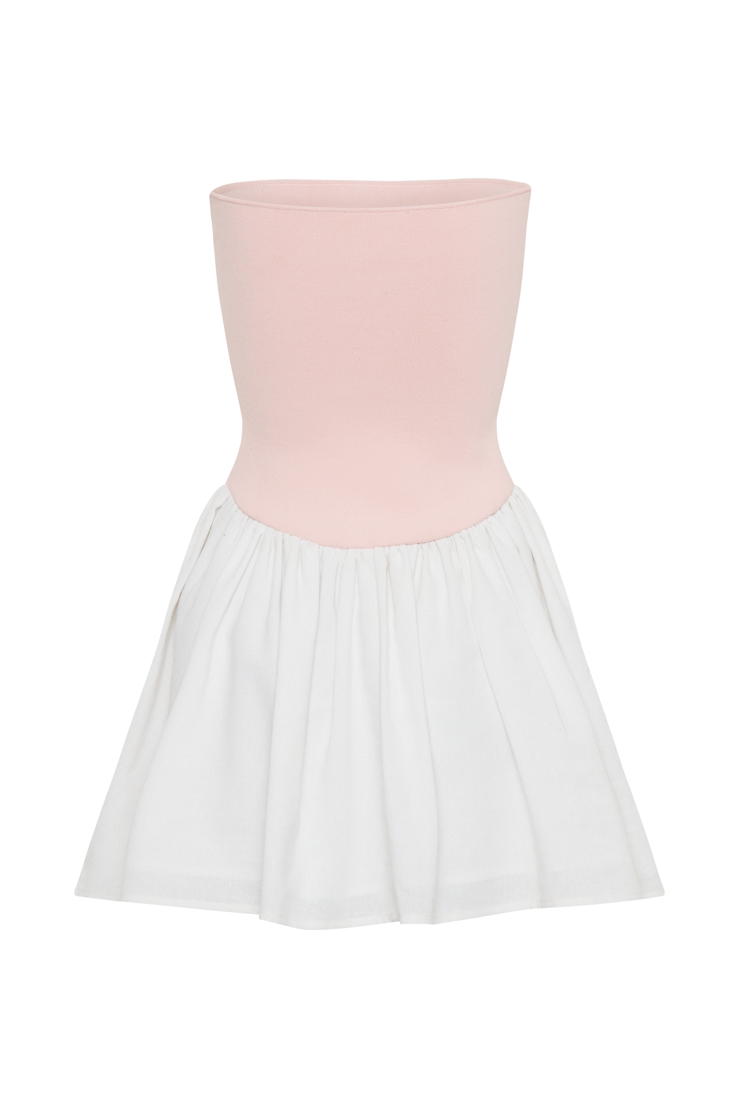 Hannah Knit And Linen Mini Dress - Baby Pink/White #8