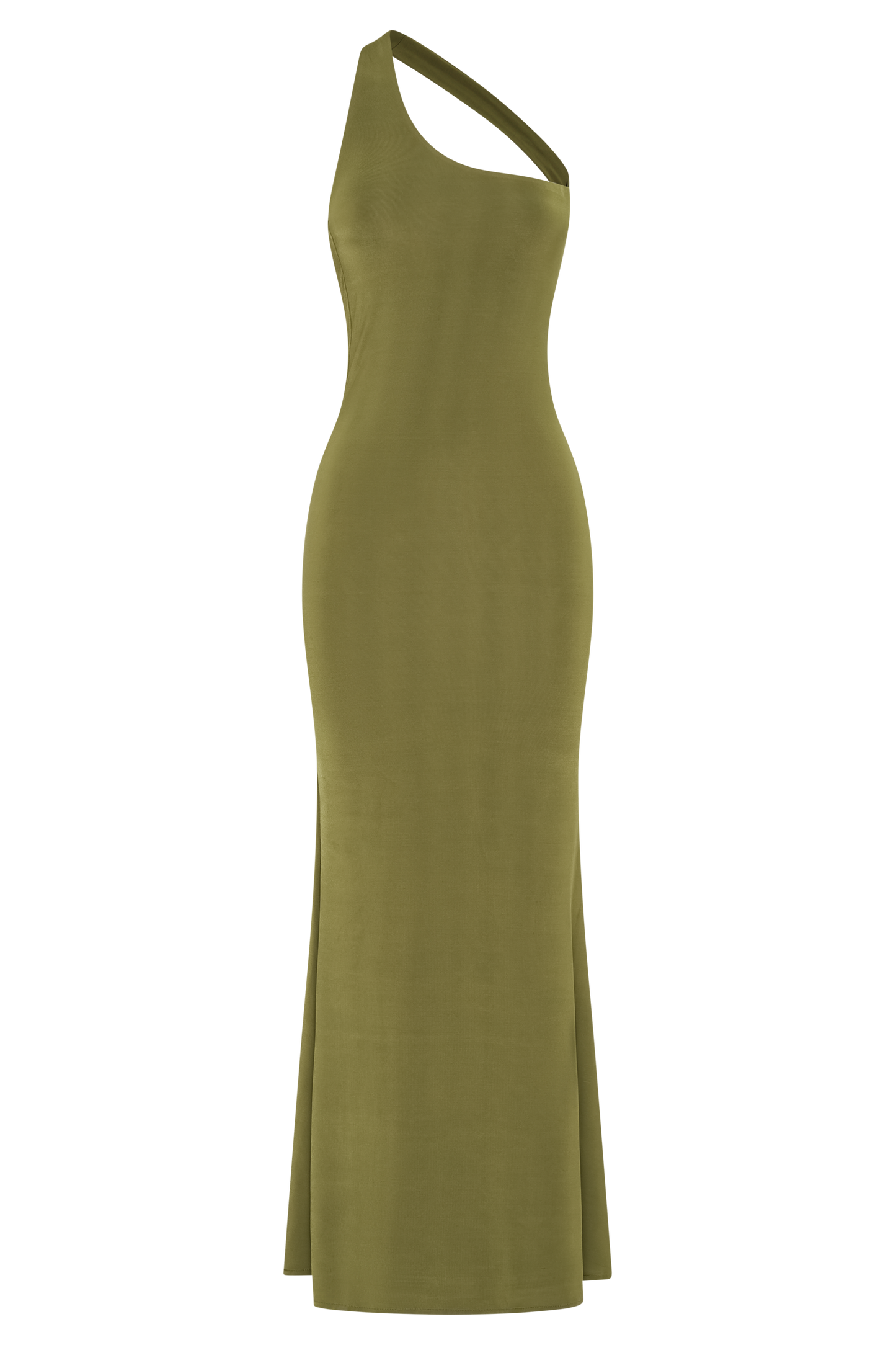 Marianne Asymmetrical Slinky Maxi Dress - Vintage Olive